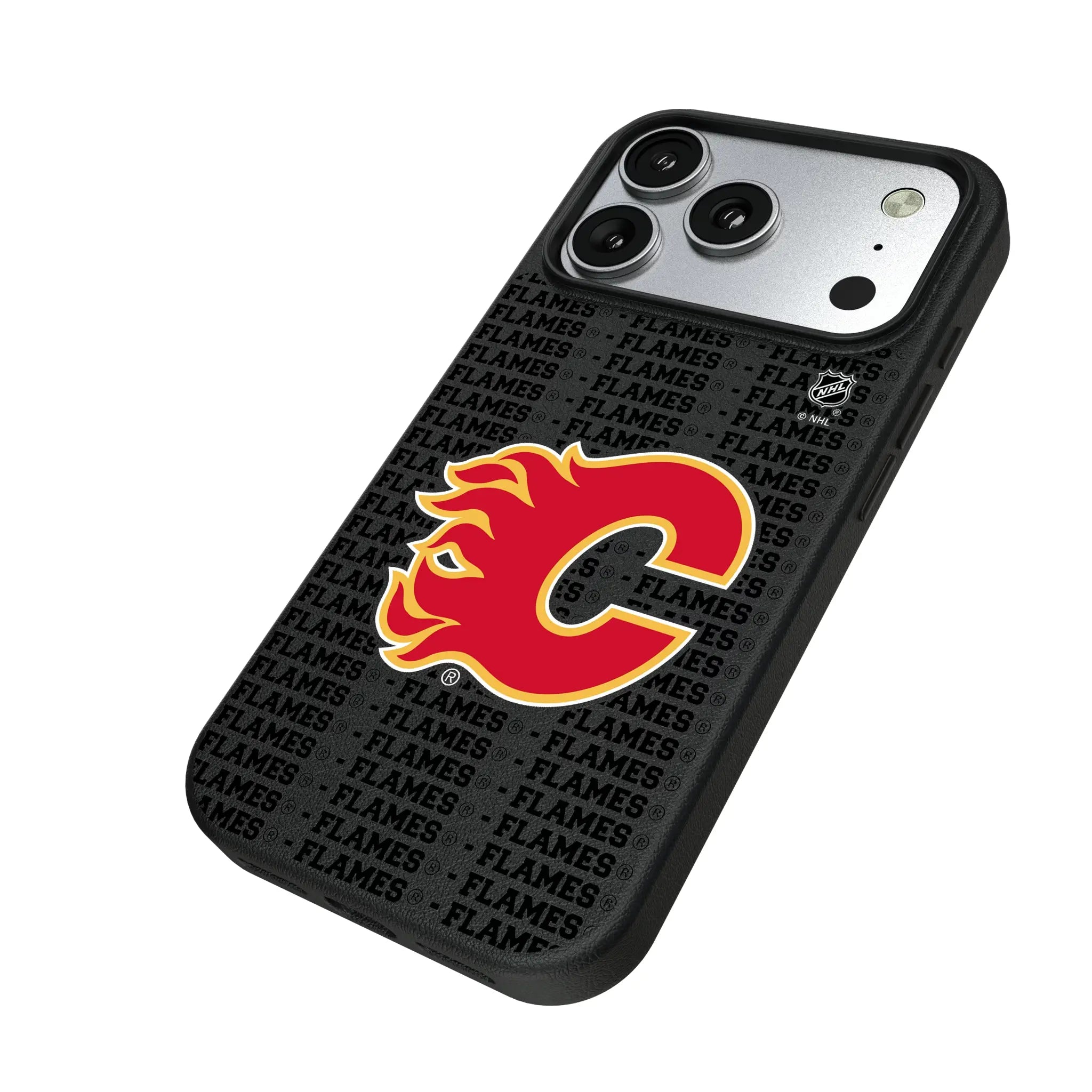 Calgary Flames Text Backdrop MagSafe Compatible Phone Case for Apple iPhone