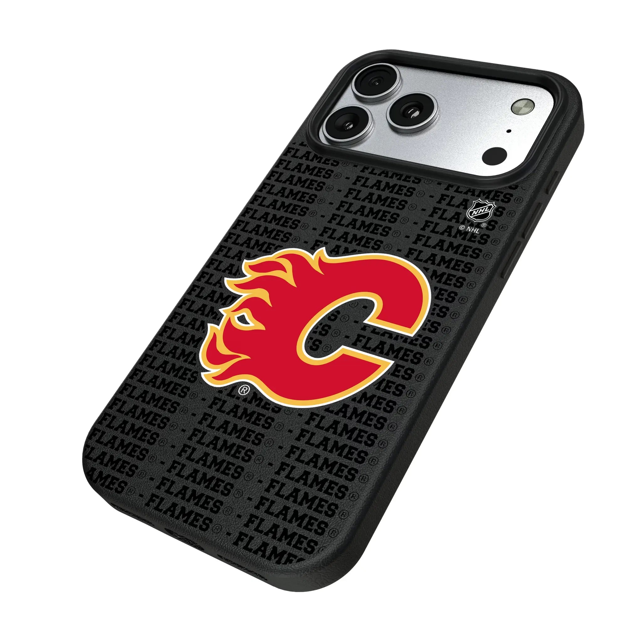 Calgary Flames Text Backdrop MagSafe Compatible Phone Case for Apple iPhone