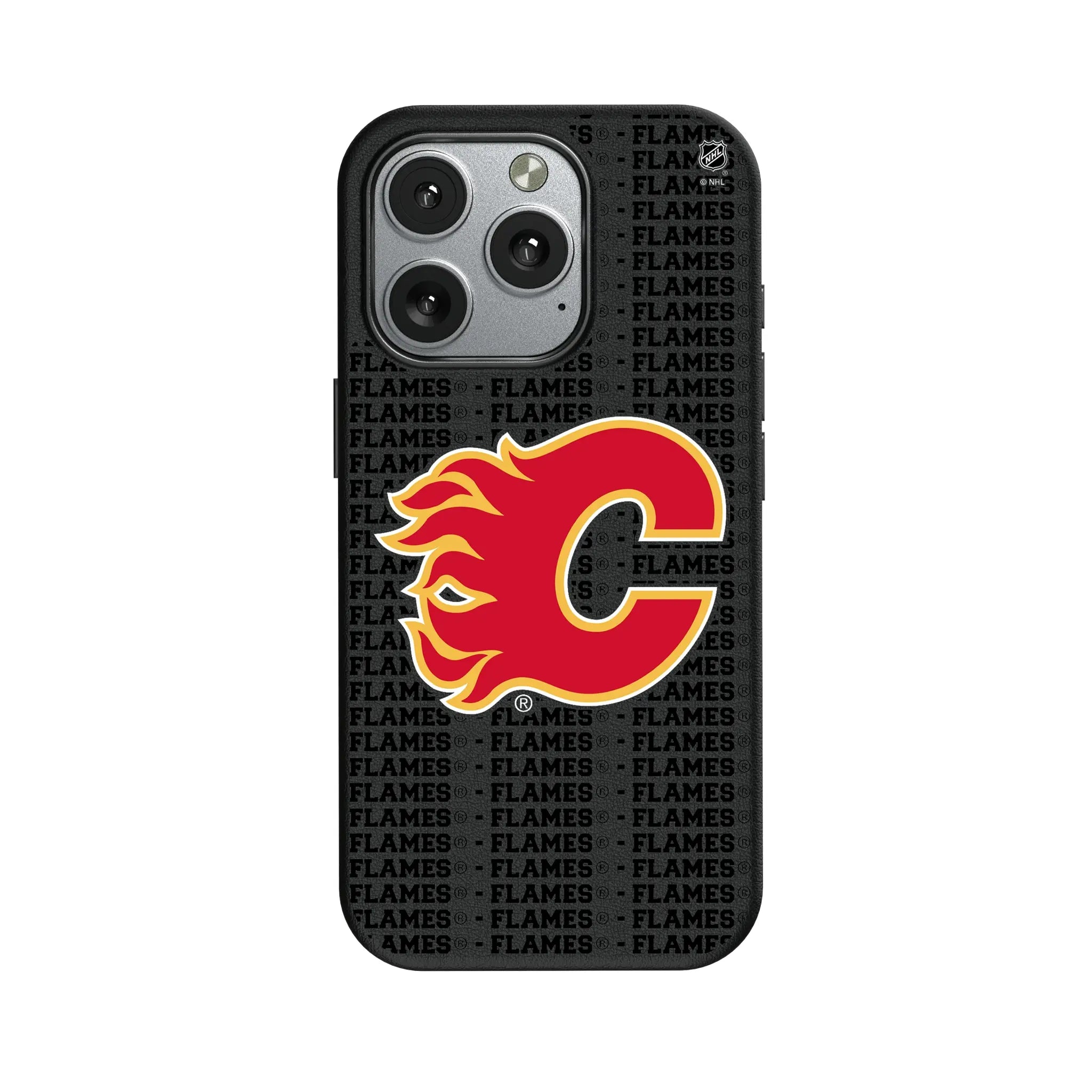 Calgary Flames Text Backdrop MagSafe Compatible Phone Case for Apple iPhone