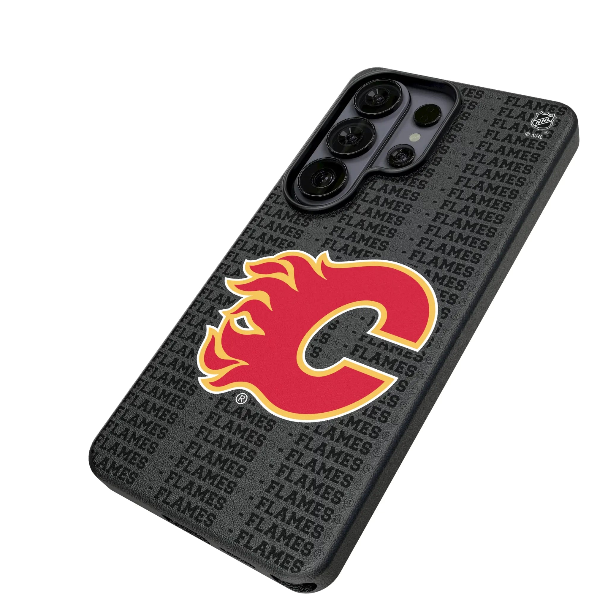 Calgary Flames Text Backdrop MagSafe Compatible Phone Case for Samsung Galaxy