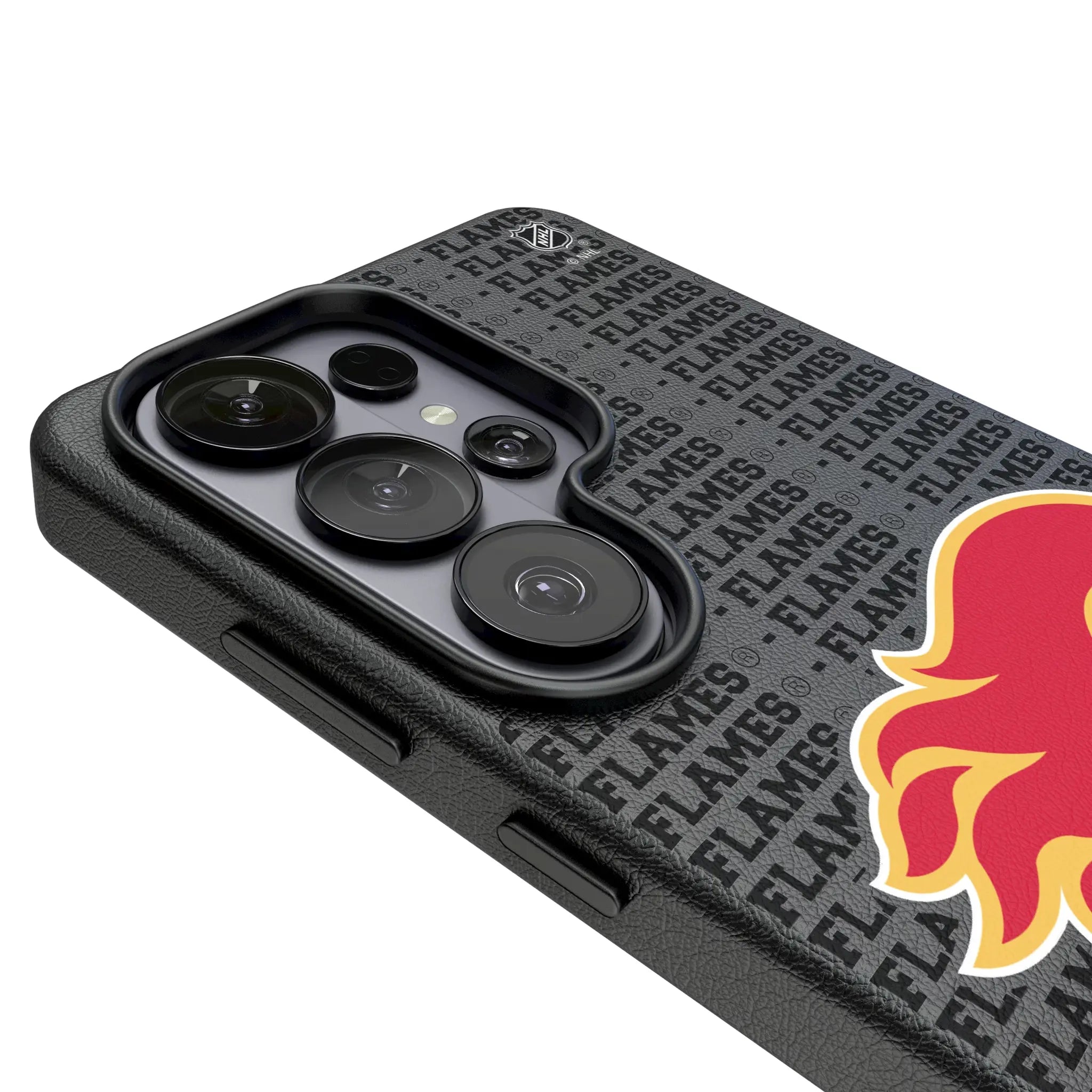 Calgary Flames Text Backdrop MagSafe Compatible Phone Case for Samsung Galaxy