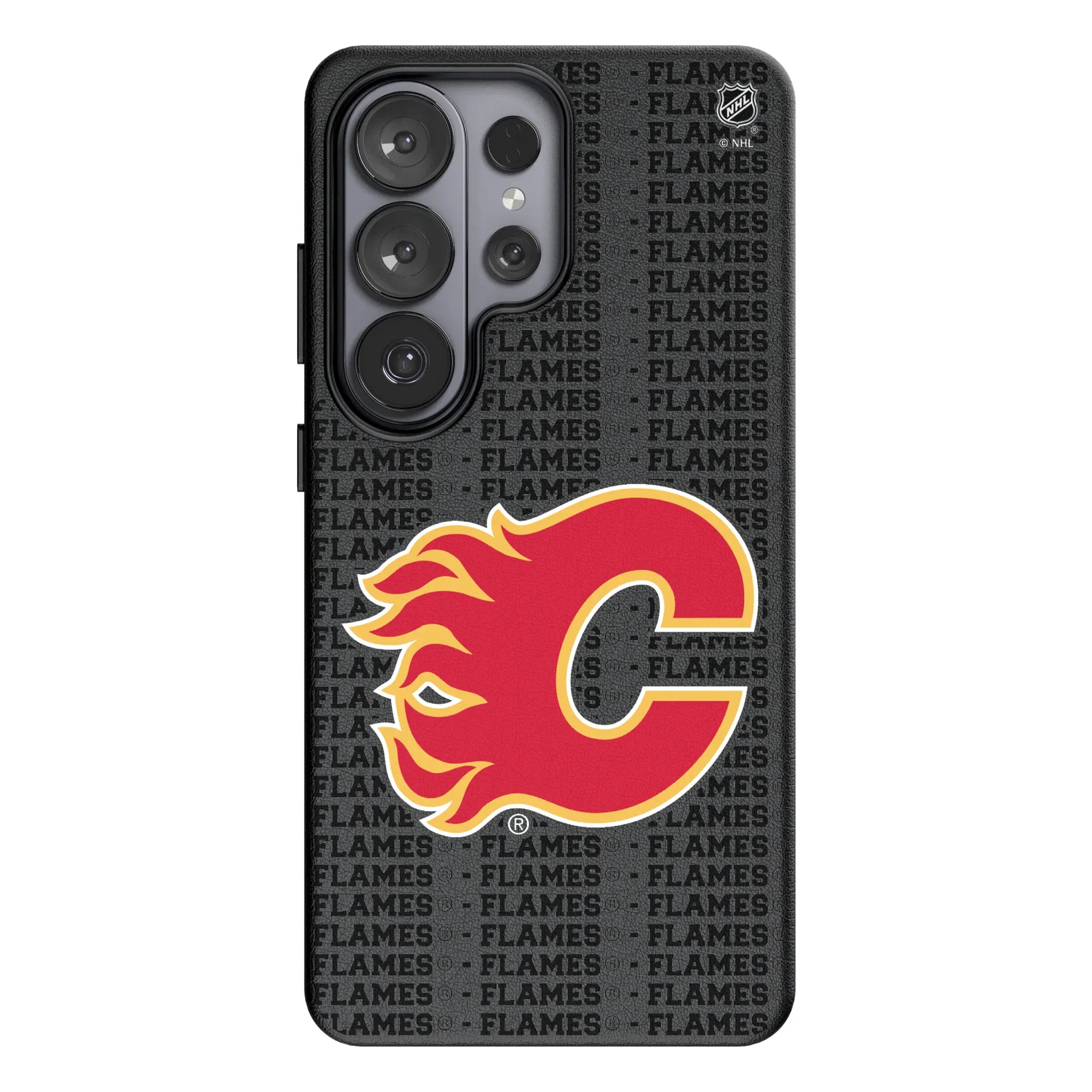 Calgary Flames Text Backdrop MagSafe Compatible Phone Case for Samsung Galaxy