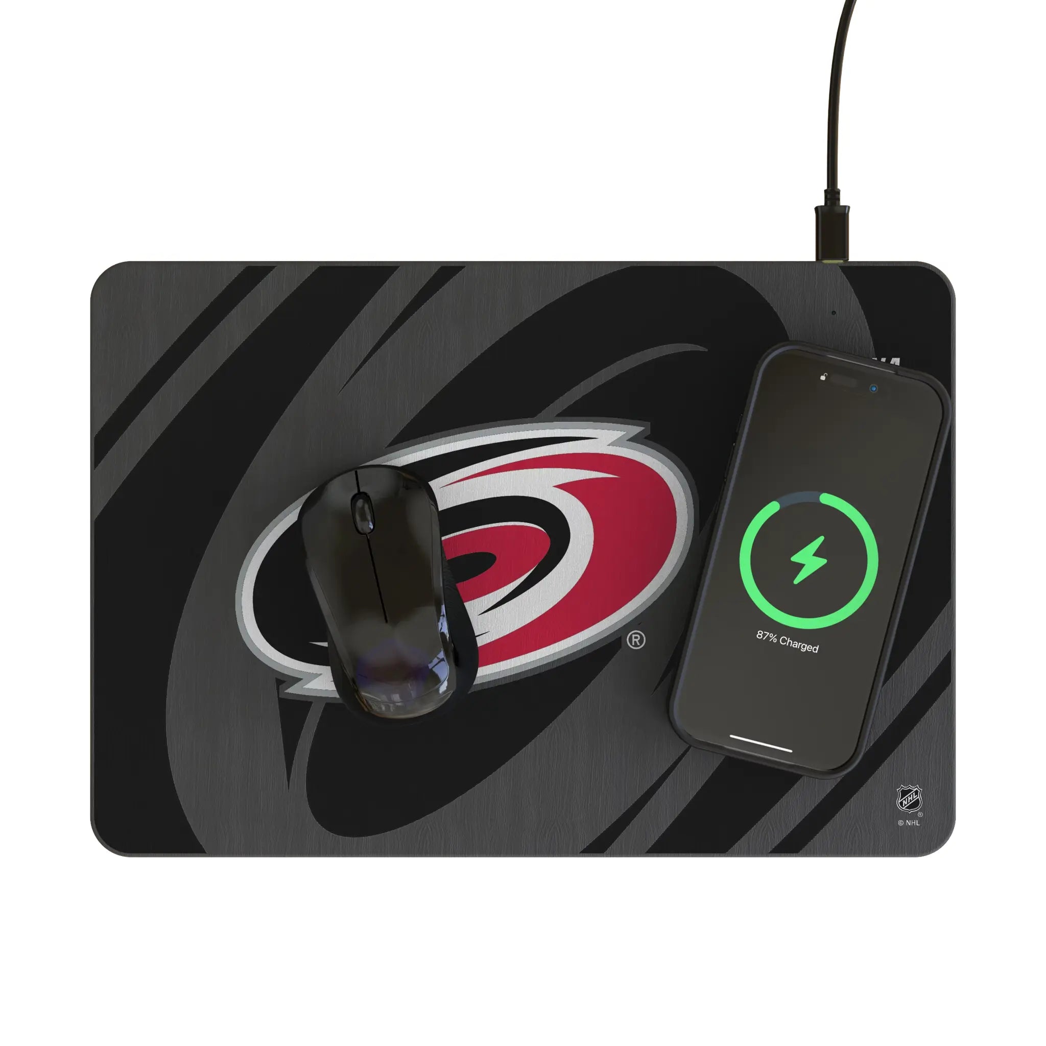 Carolina Hurricanes Monocolor Tilt 15-Watt Wireless Charger and Mouse Pad