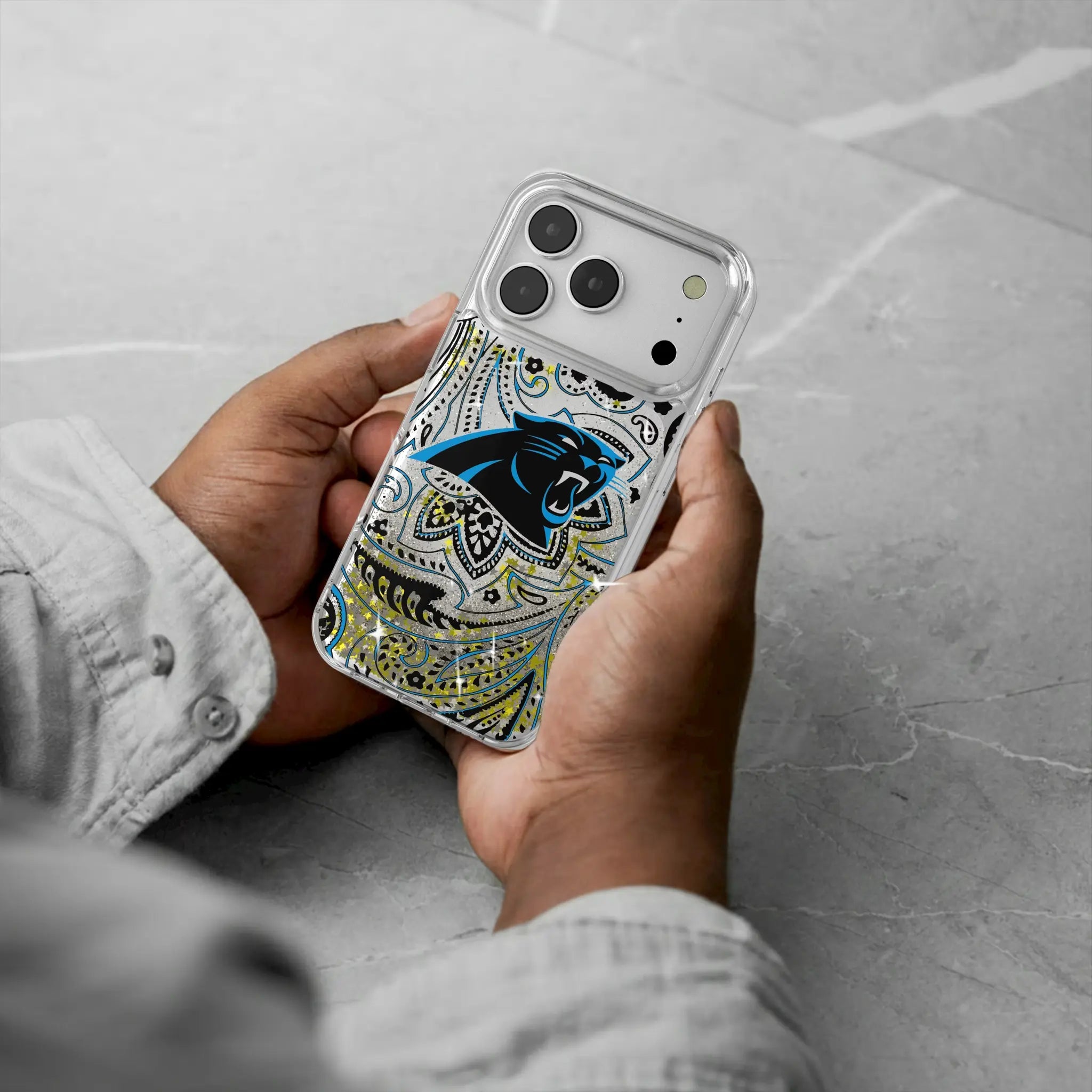 Carolina Panthers Paisley Glitter Phone Case