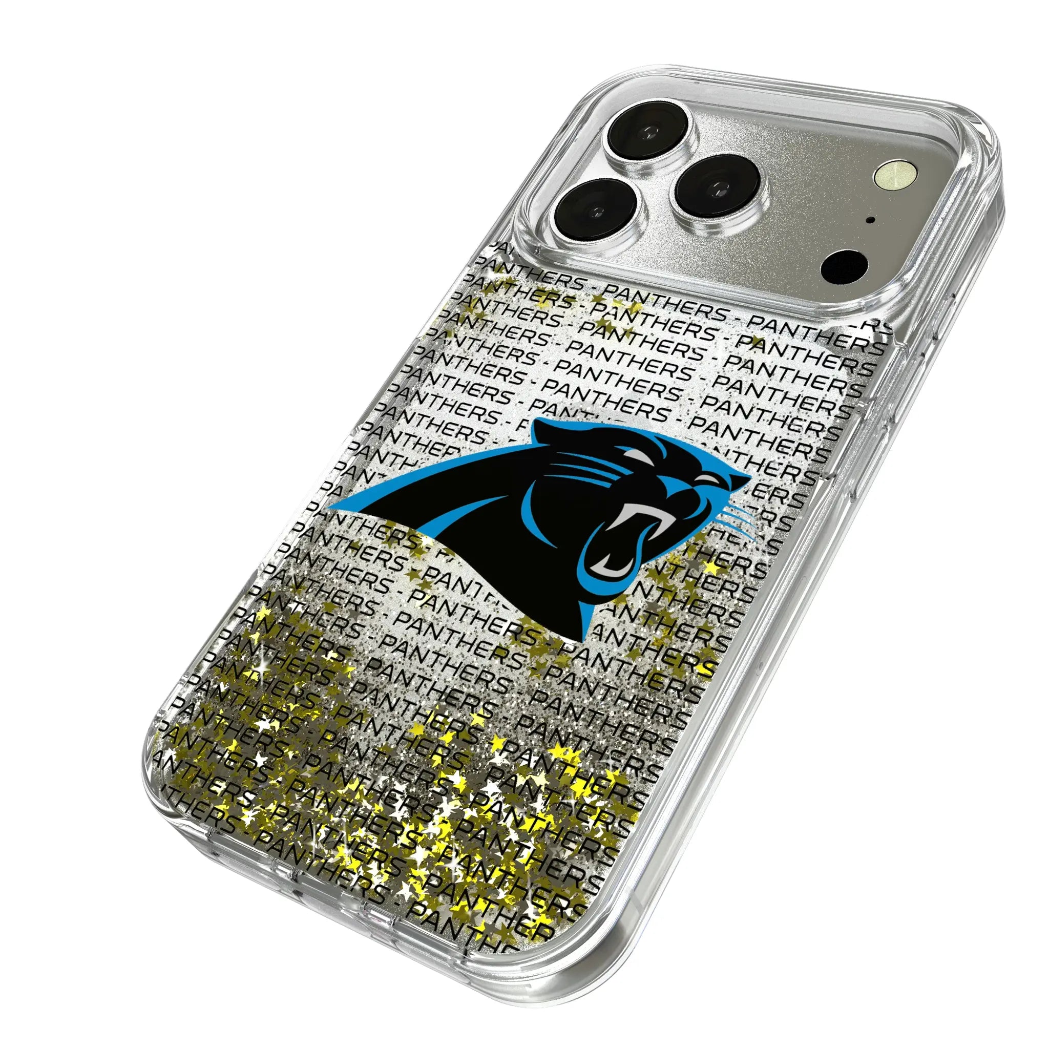 Carolina Panthers Text Backdrop Glitter Phone Case