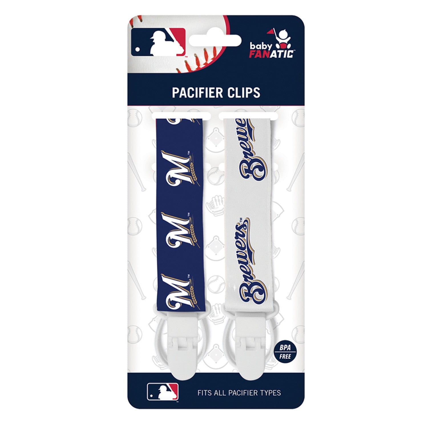 Milwaukee Brewers Pacifier Clip Set - 2-Pack - Sports Gifts, Sports Memorabilia, Sports Collectibles, Fan Shop