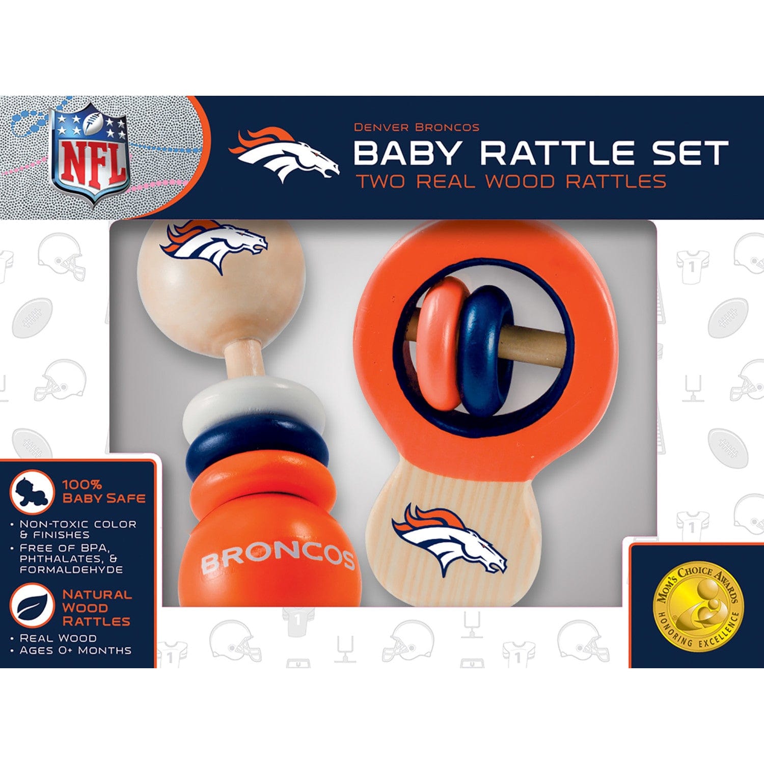 Denver Broncos Baby Rattles 2-Pack - Perfect for Little Fans! - Sports Gifts, Sports Memorabilia, Sports Collectibles, Fan Shop