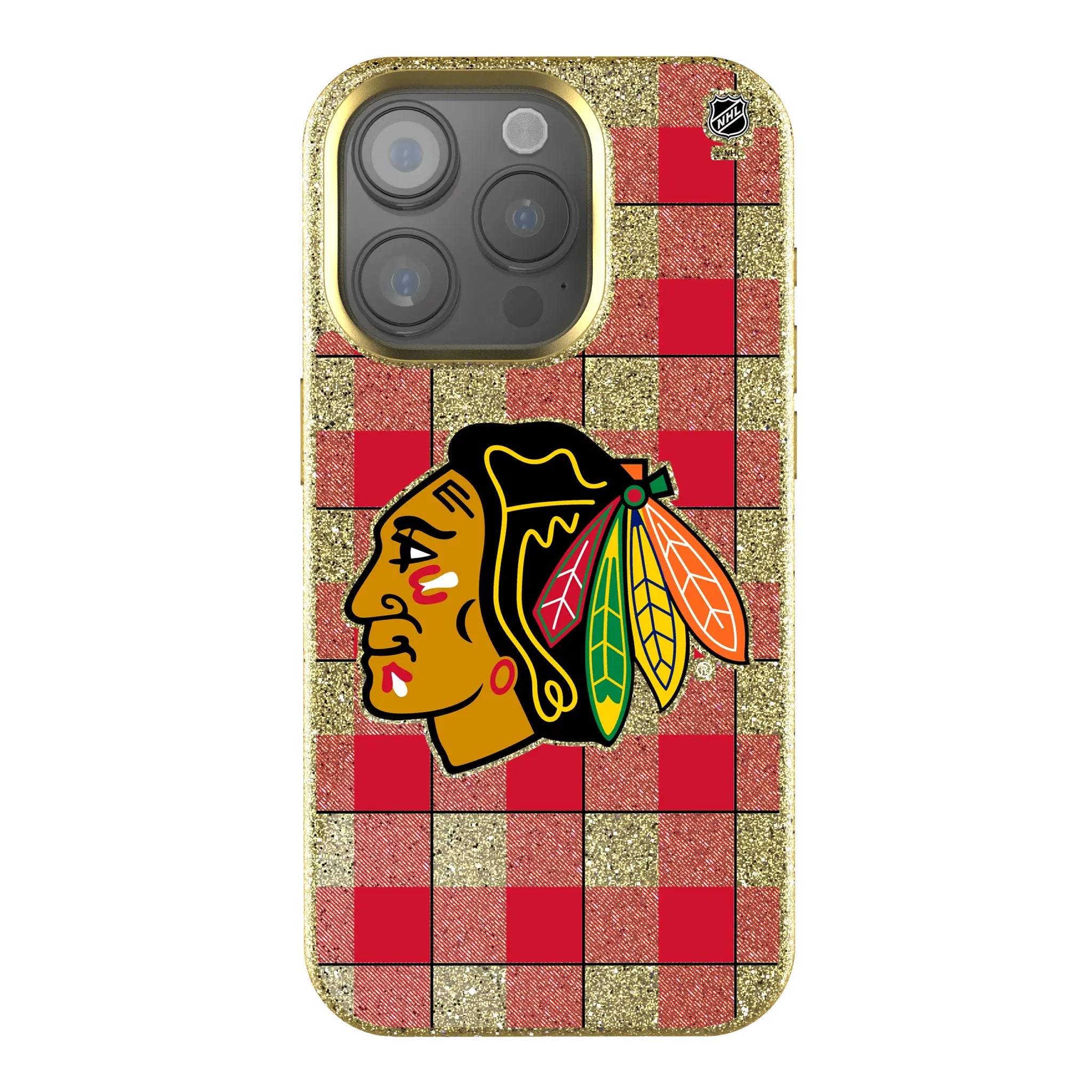 Chicago Blackhawks Plaid Bling Phone Case