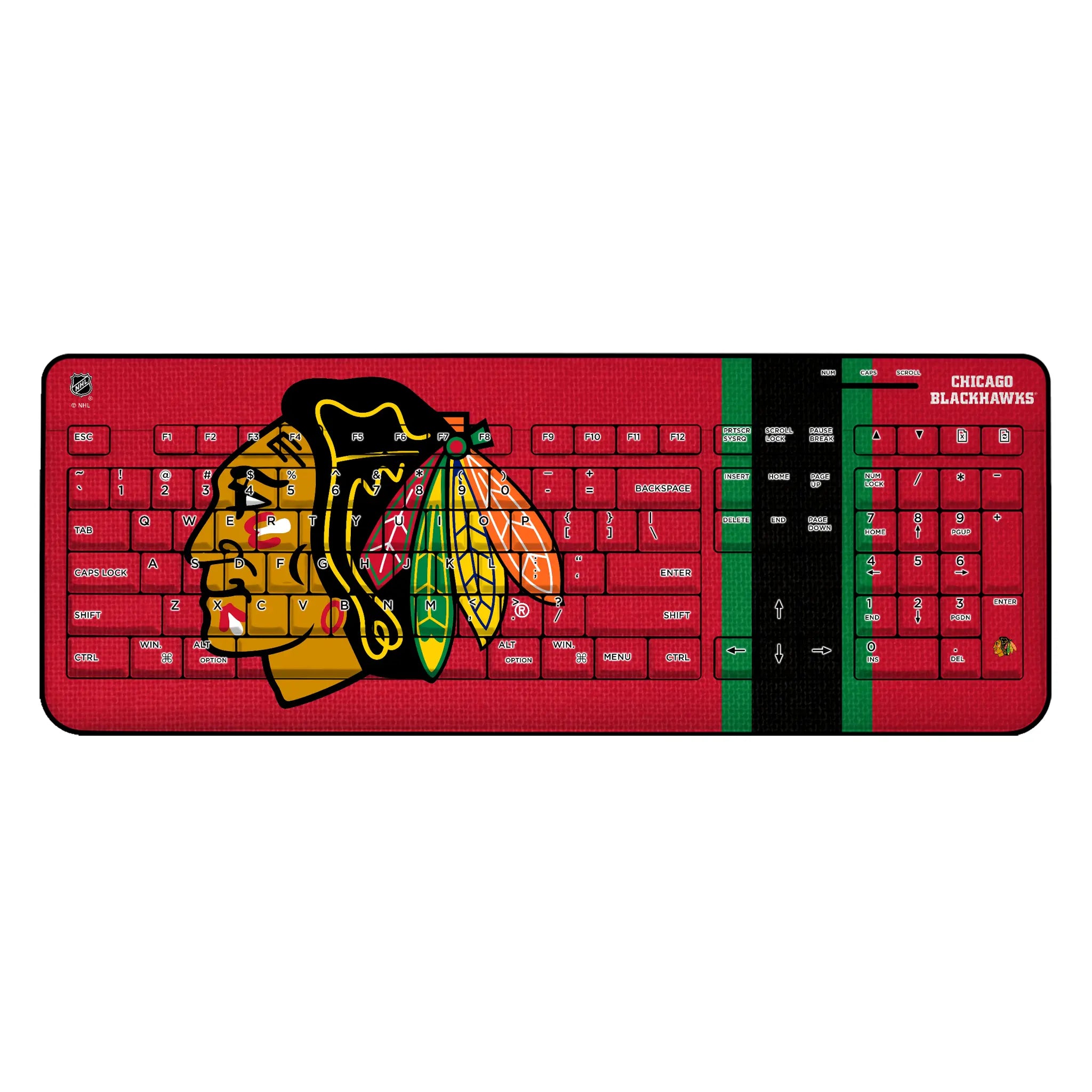 Chicago Blackhawks Stripe Wireless USB Keyboard