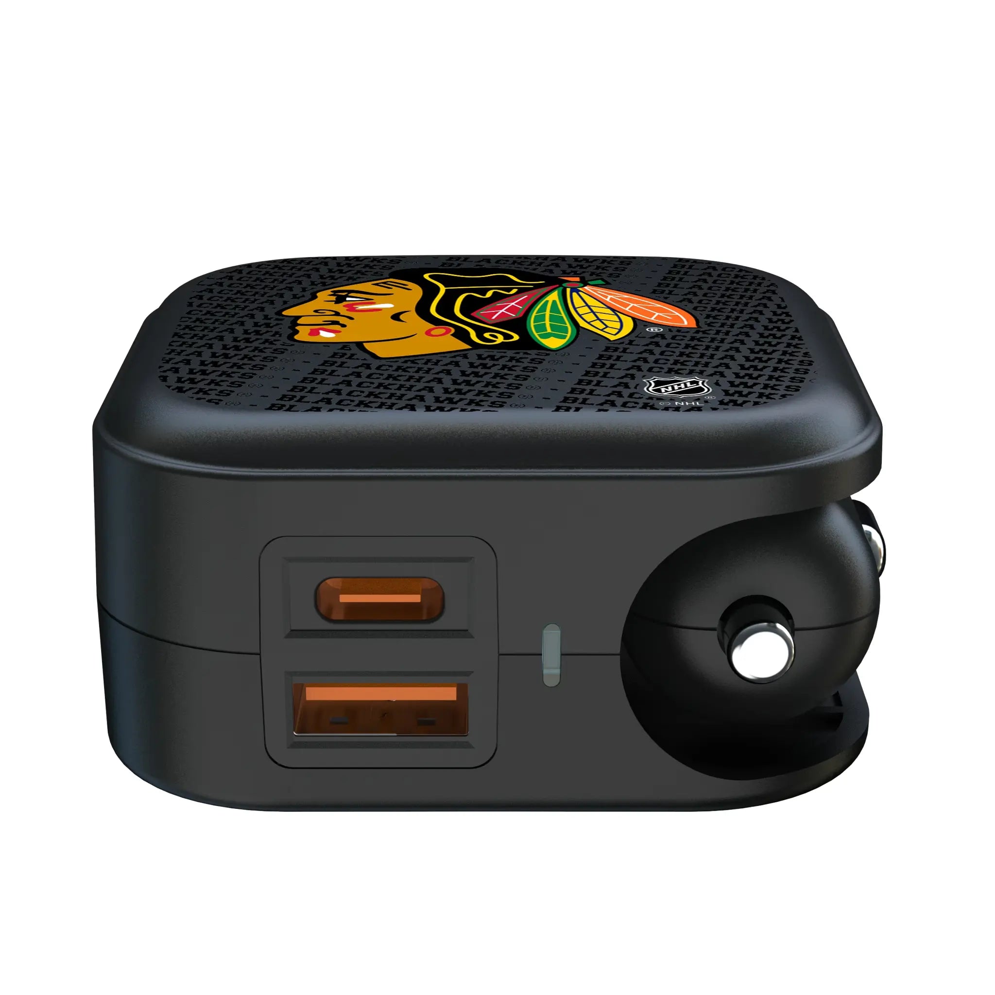 Chicago Blackhawks Text Backdrop 2 in 1 USB A/C Charger
