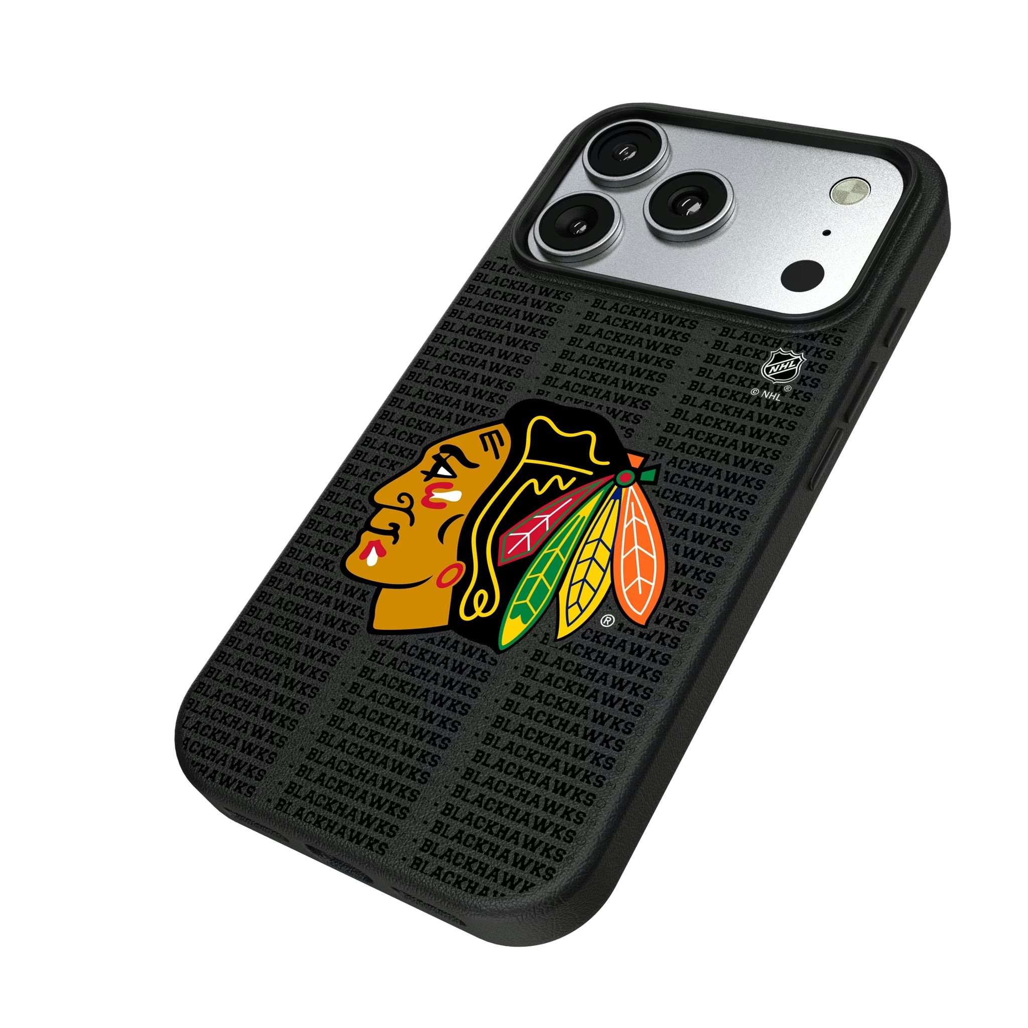 Chicago Blackhawks Text Backdrop MagSafe Compatible Phone Case for Apple iPhone - Sports Gifts, Sports Memorabilia, Sports Collectibles, Fan Shop