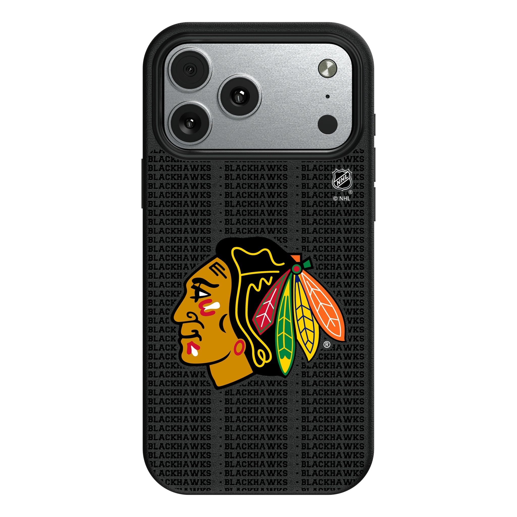 Chicago Blackhawks Text Backdrop MagSafe Compatible Phone Case for Apple iPhone - Sports Gifts, Sports Memorabilia, Sports Collectibles, Fan Shop