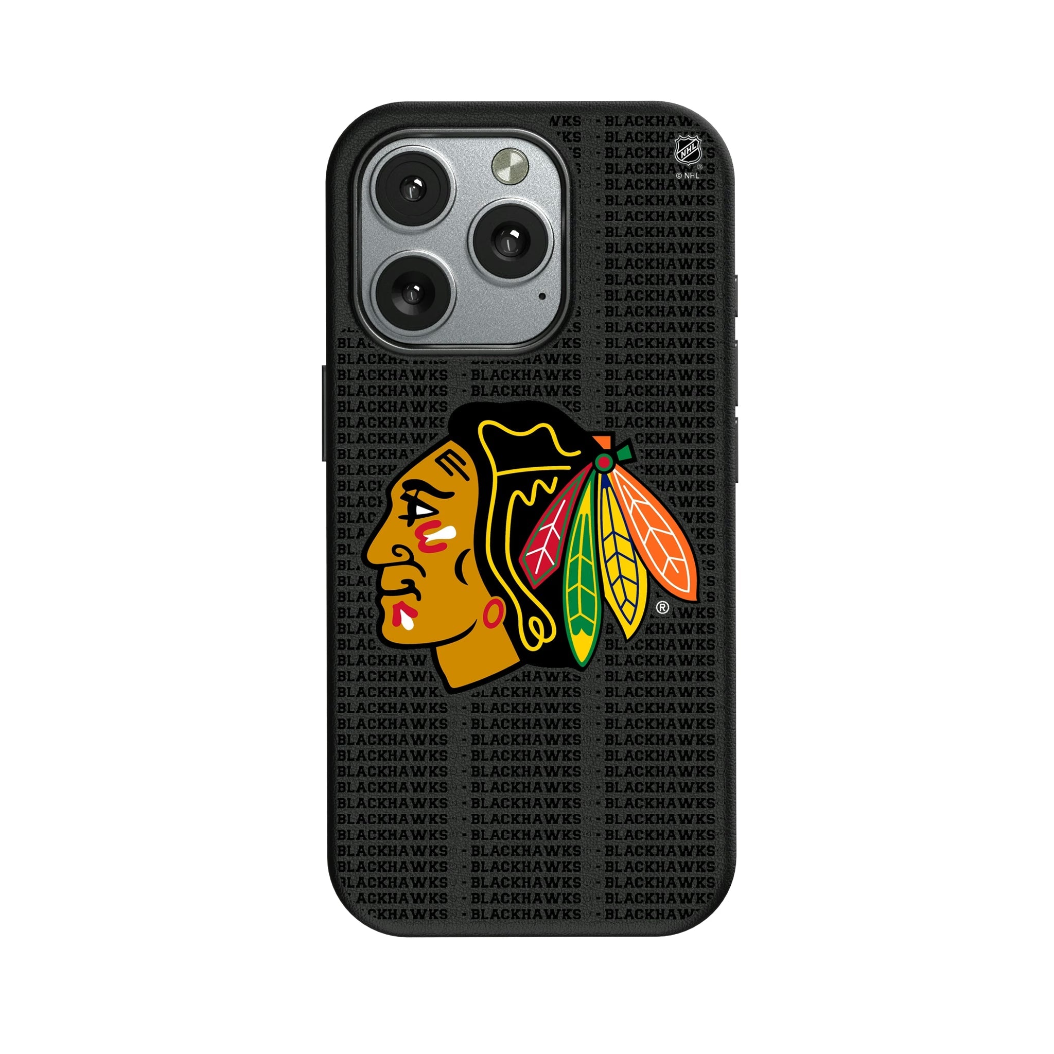 Chicago Blackhawks Text Backdrop MagSafe Compatible Phone Case for Apple iPhone - Sports Gifts, Sports Memorabilia, Sports Collectibles, Fan Shop
