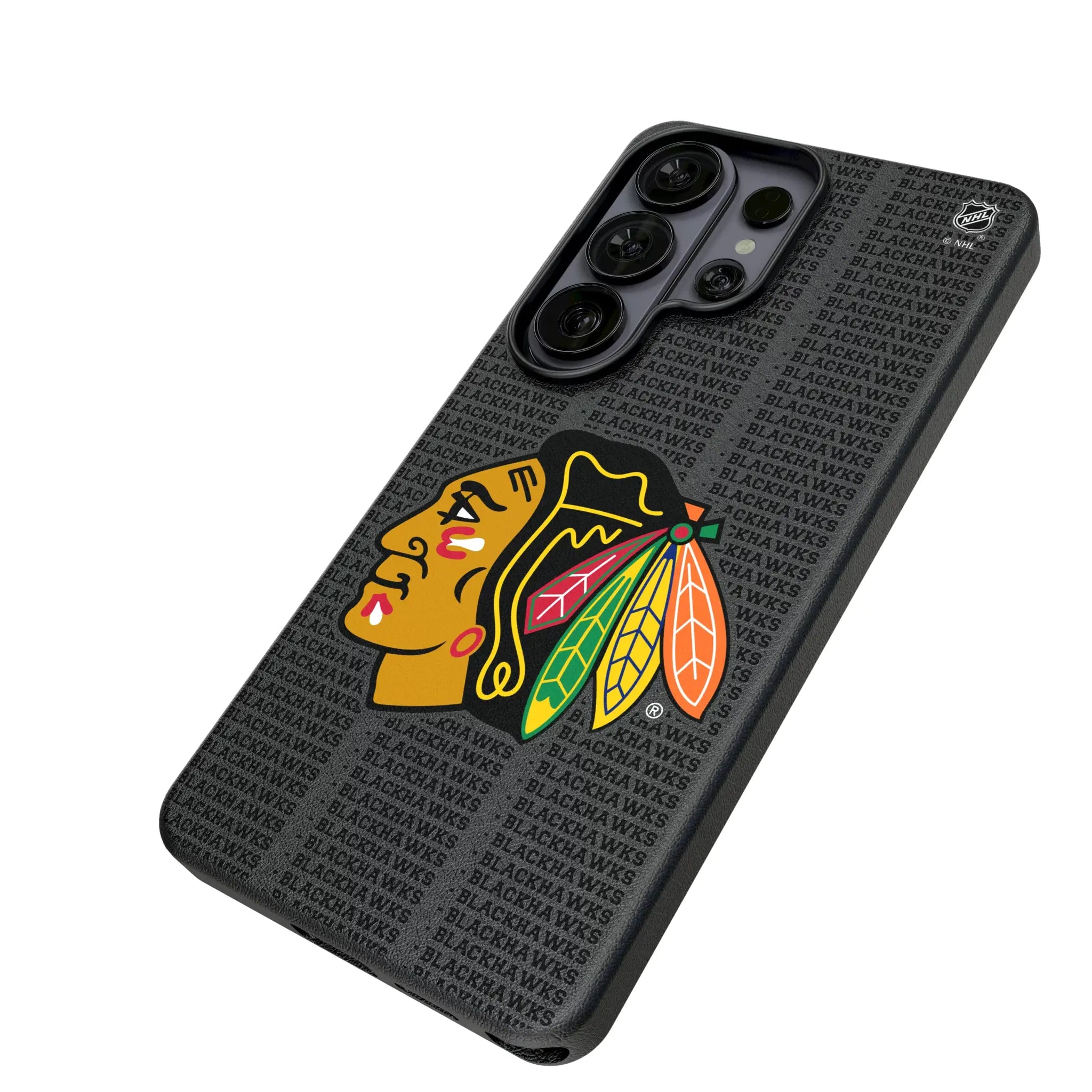 Chicago Blackhawks Text Backdrop MagSafe Compatible Phone Case for Samsung Galaxy