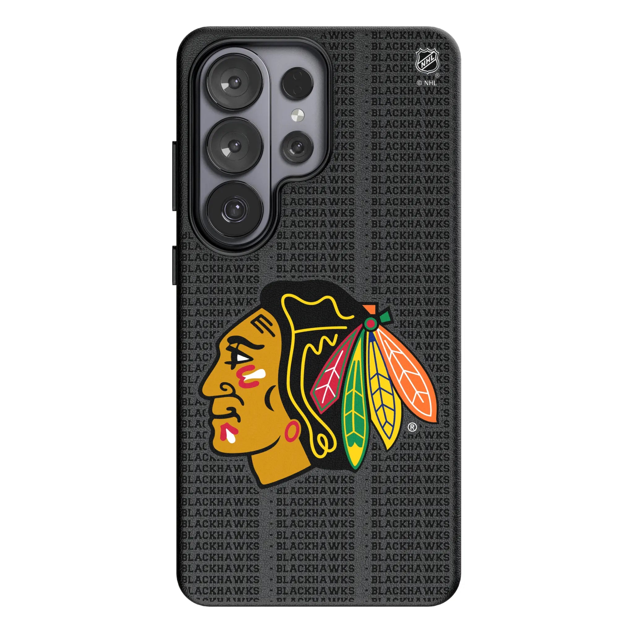Chicago Blackhawks Text Backdrop MagSafe Compatible Phone Case for Samsung Galaxy