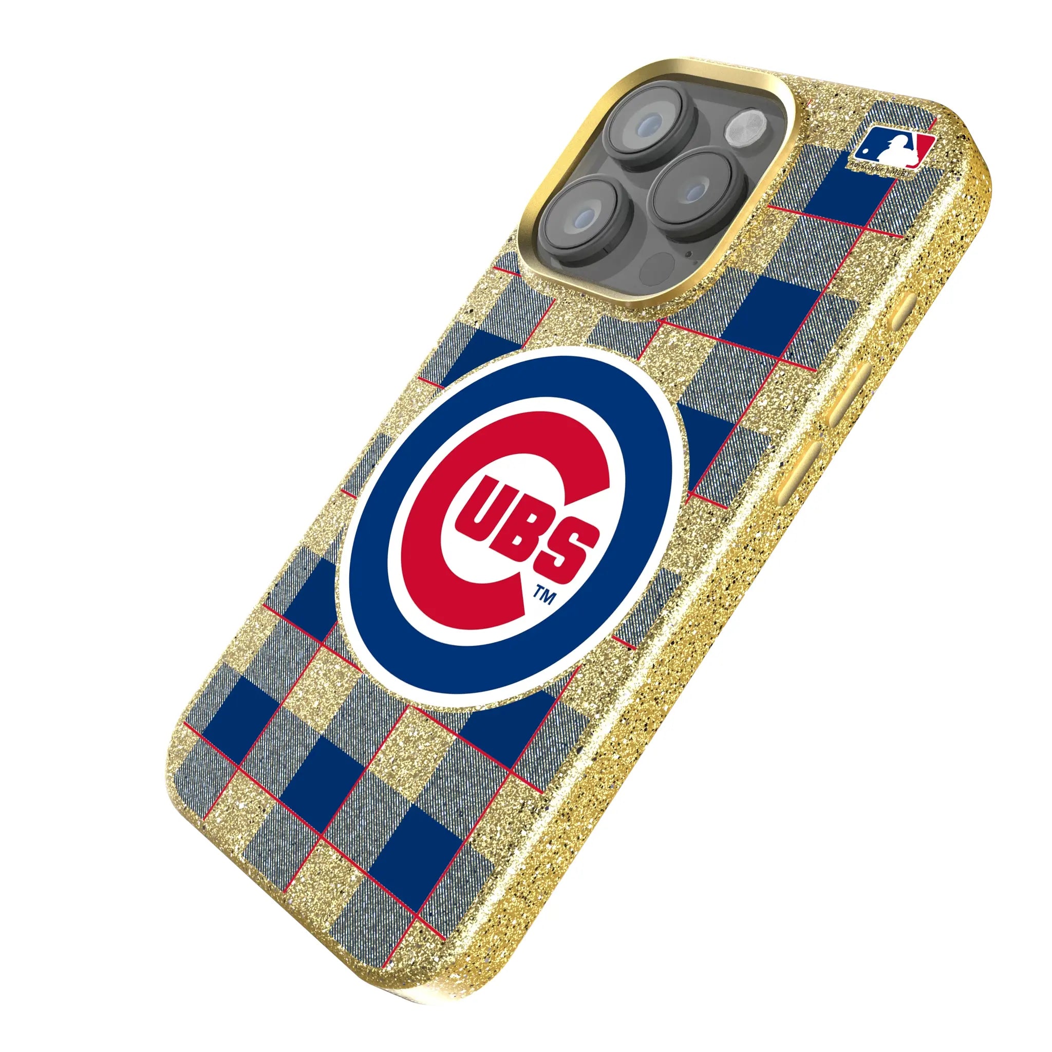 Chicago Cubs Plaid Bling Phone Case
