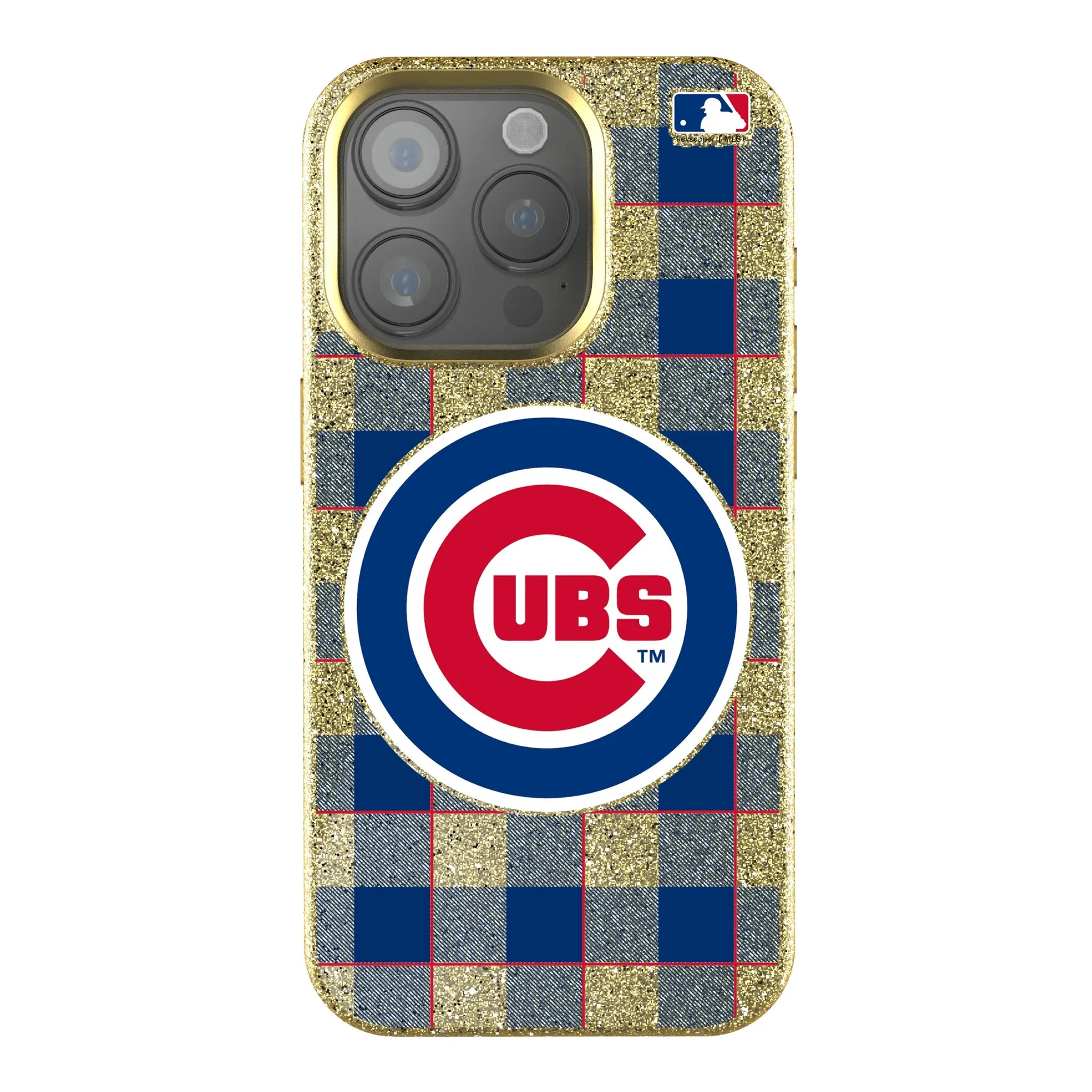 Chicago Cubs Plaid Bling Phone Case