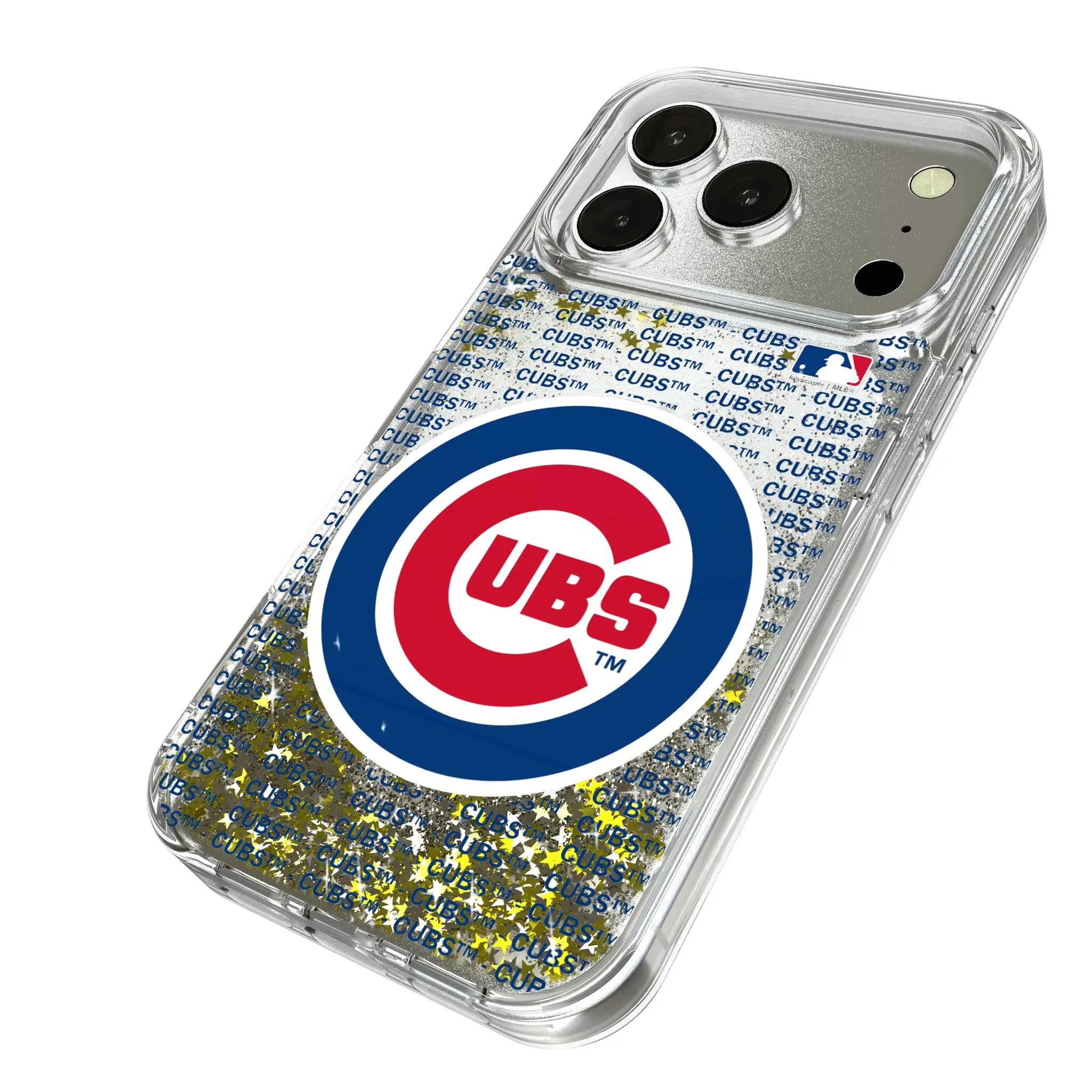 Chicago Cubs Text Backdrop Glitter Phone Case