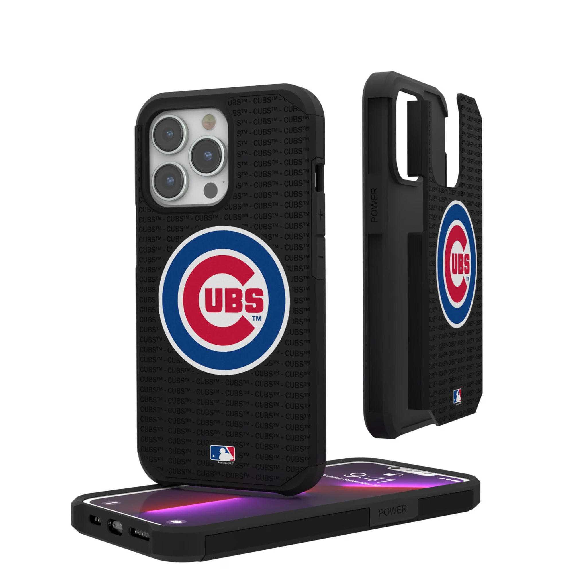 Chicago Cubs Text Backdrop Rugged Phone Case - Sports Gifts, Sports Memorabilia, Sports Collectibles, Fan Shop