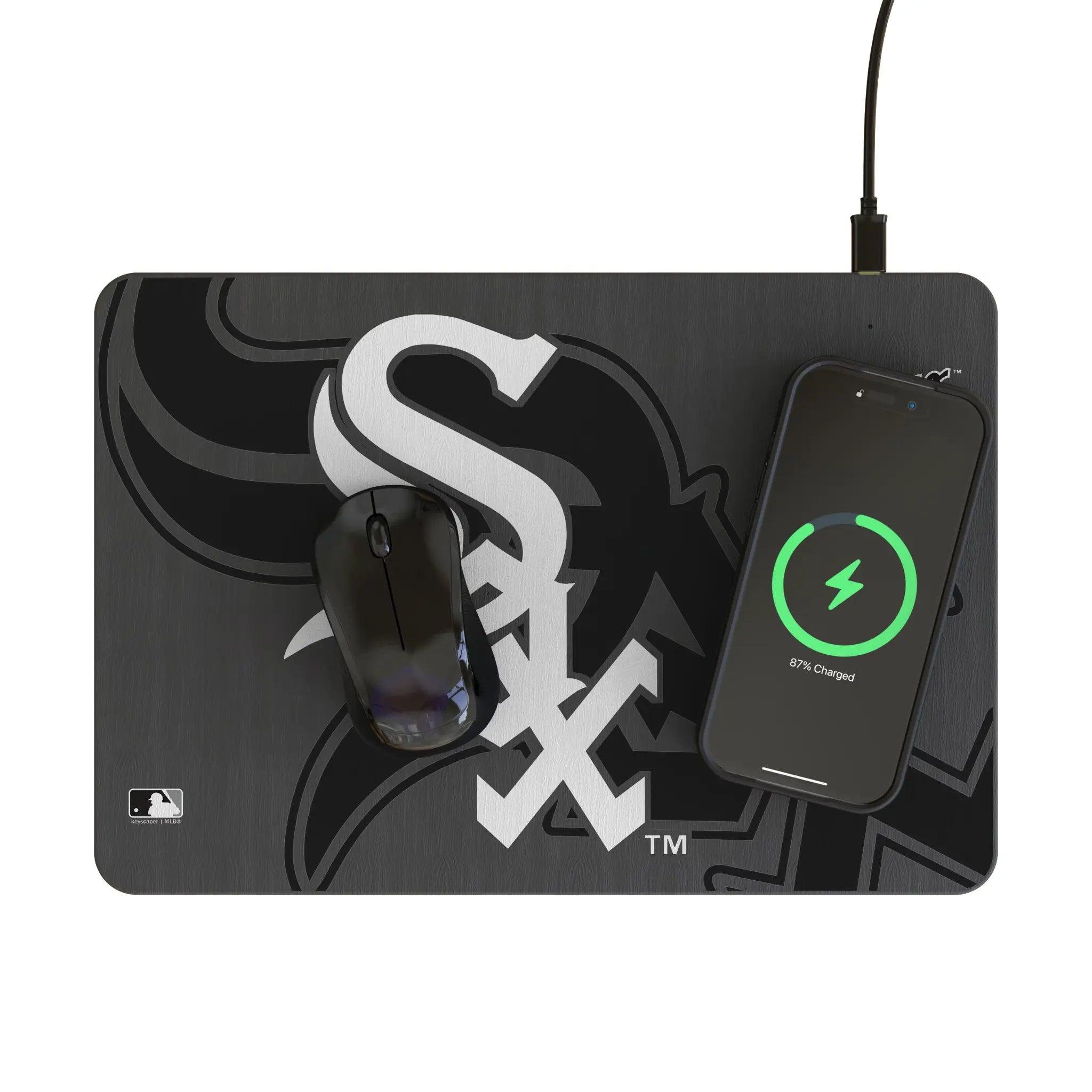 Chicago White Sox Monocolor Tilt 15-Watt Wireless Charger and Mouse Pad