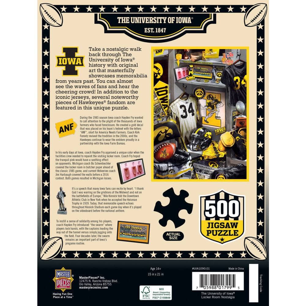 Iowa Hawkeyes Locker Room 500-Piece Jigsaw Puzzle - Sports Gifts, Sports Memorabilia, Sports Collectibles, Fan Shop