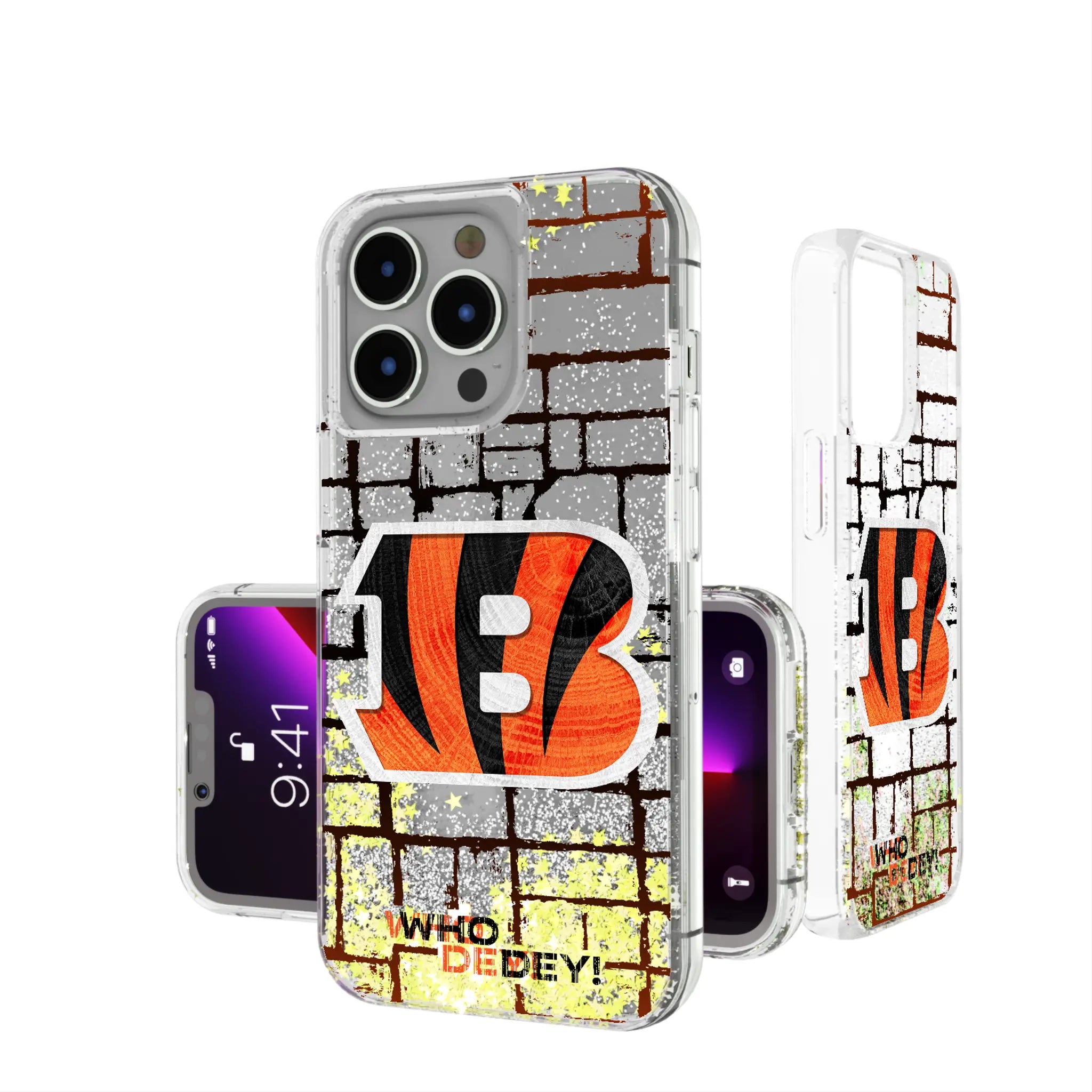 Cincinnati Bengals Brick Glitter Phone Case for Apple iPhone