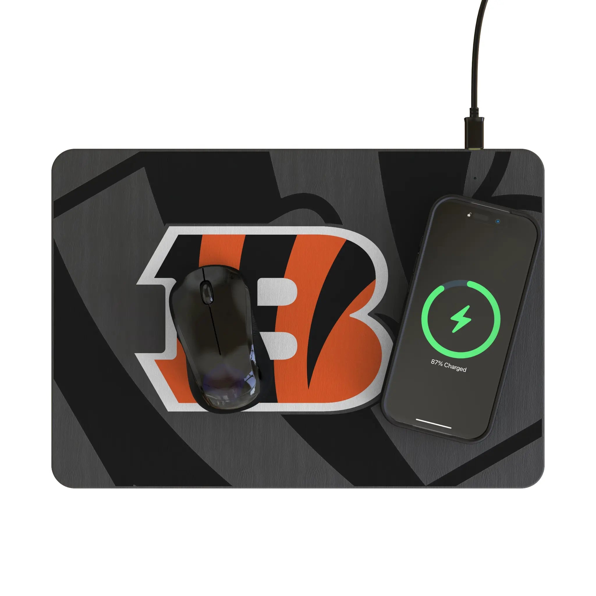 Cincinnati Bengals Monocolor Tilt 15-Watt Wireless Charger and Mouse Pad