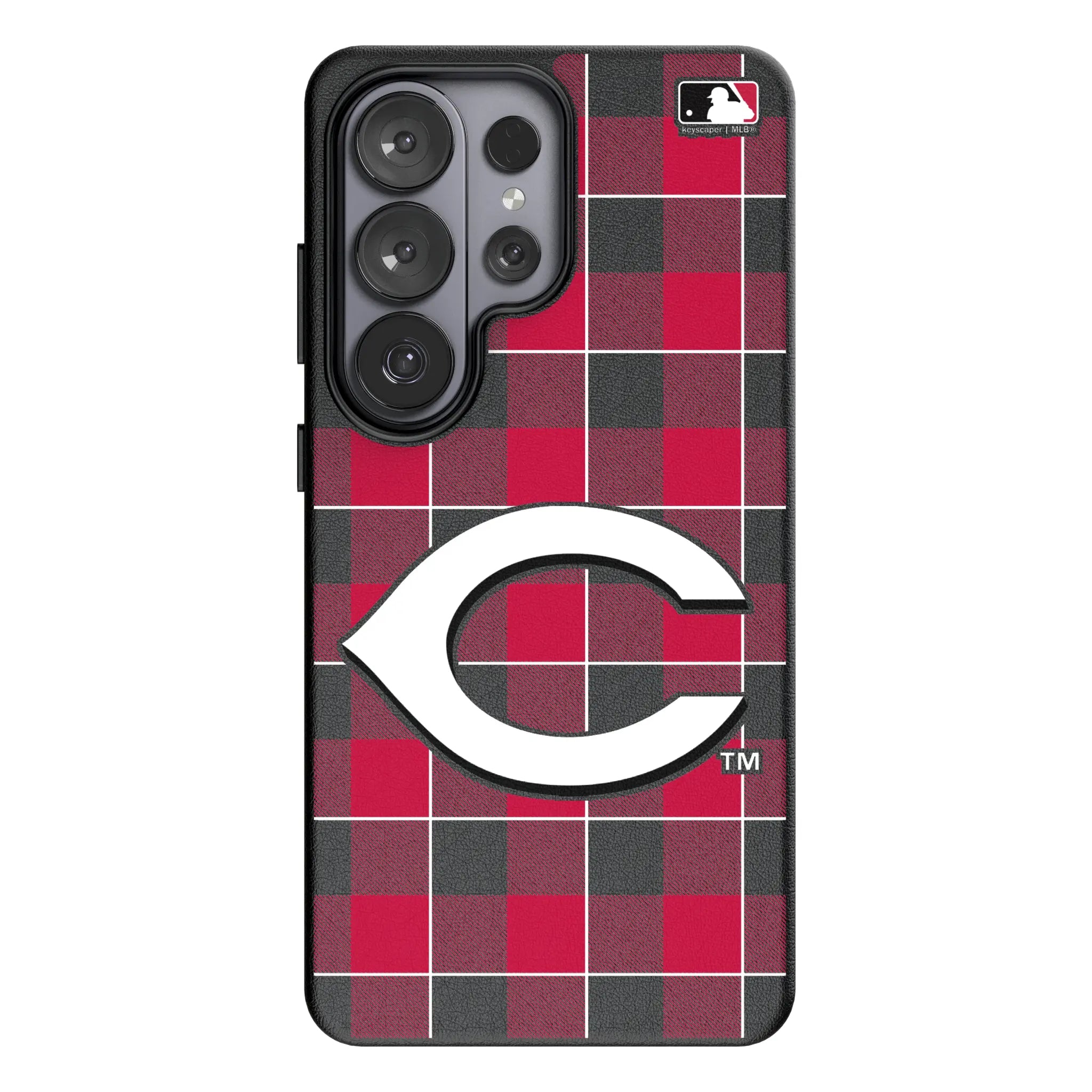 Cincinnati Reds Plaid MagSafe Compatible Phone Case for Samsung Galaxy