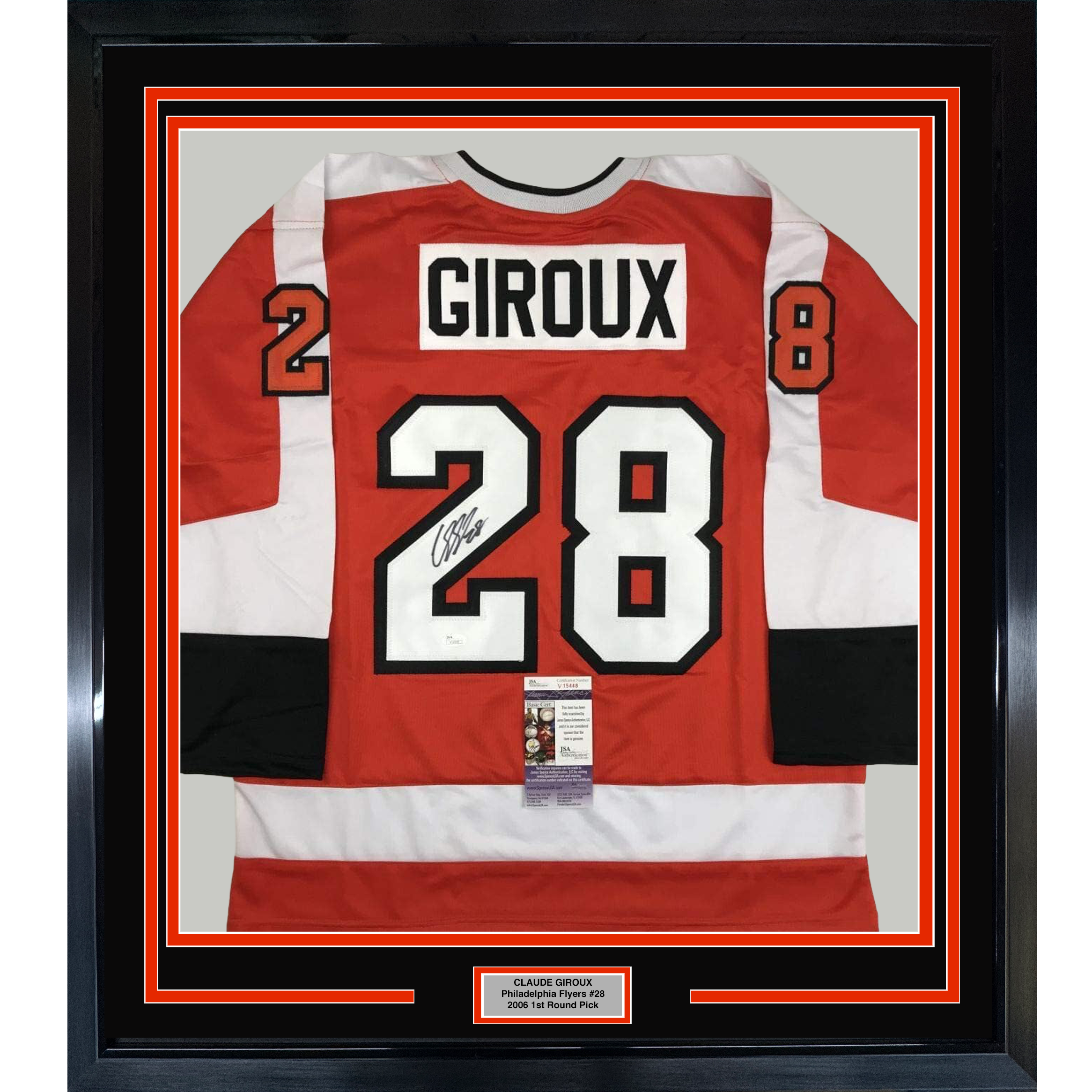 Framed Autographed/Signed Claude Giroux 35x39 Philadelphia Orange Hockey Jersey JSA COA - Sports Gifts, Sports Memorabilia, Sports Collectibles, Fan Shop