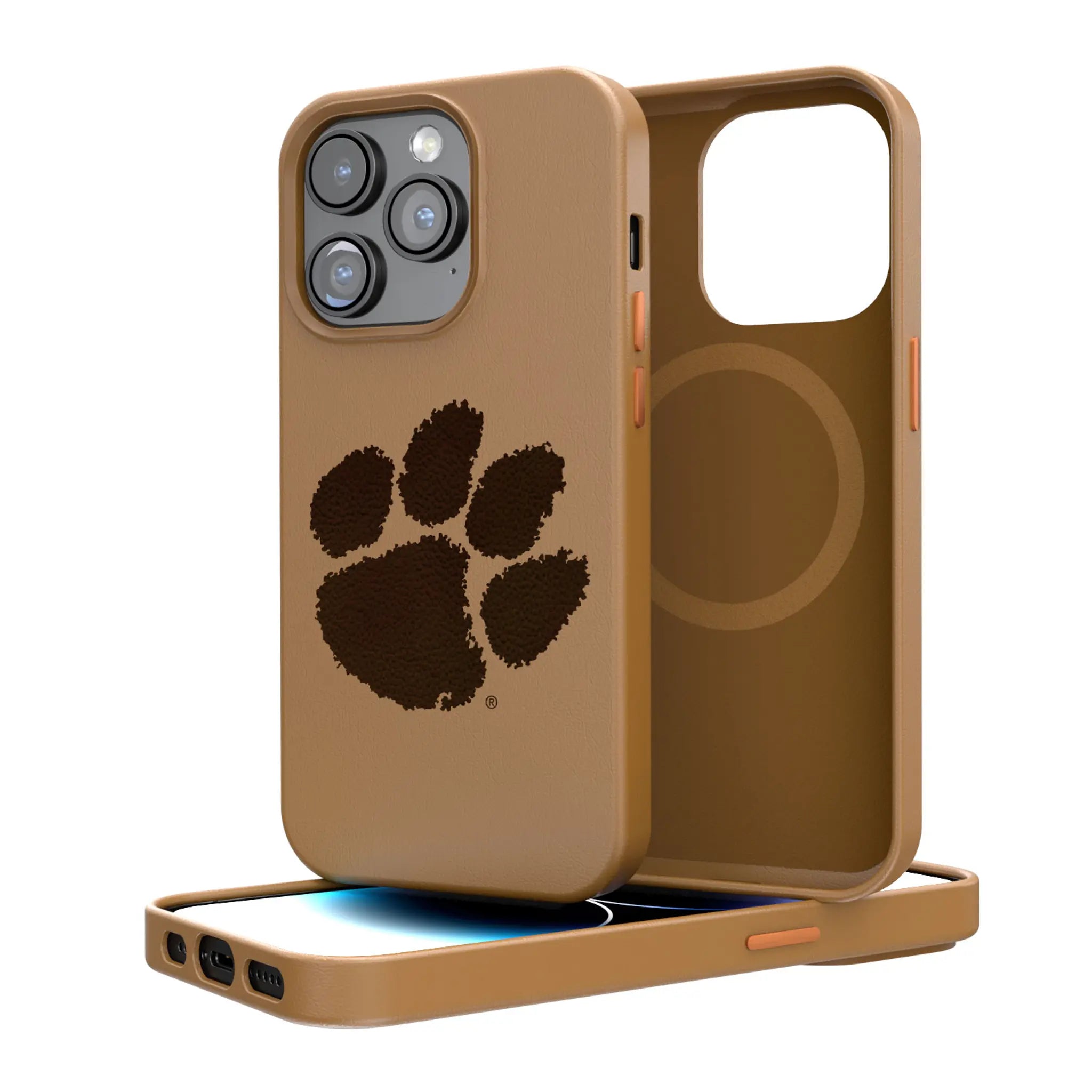 Clemson Tigers Woodburned Brown Magnetic Case