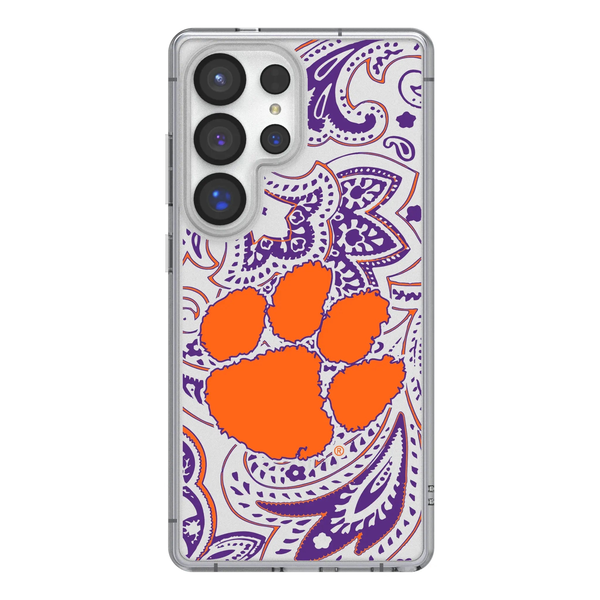Clemson University Tigers Paisley Clear Phone Case for Samsung Galaxy