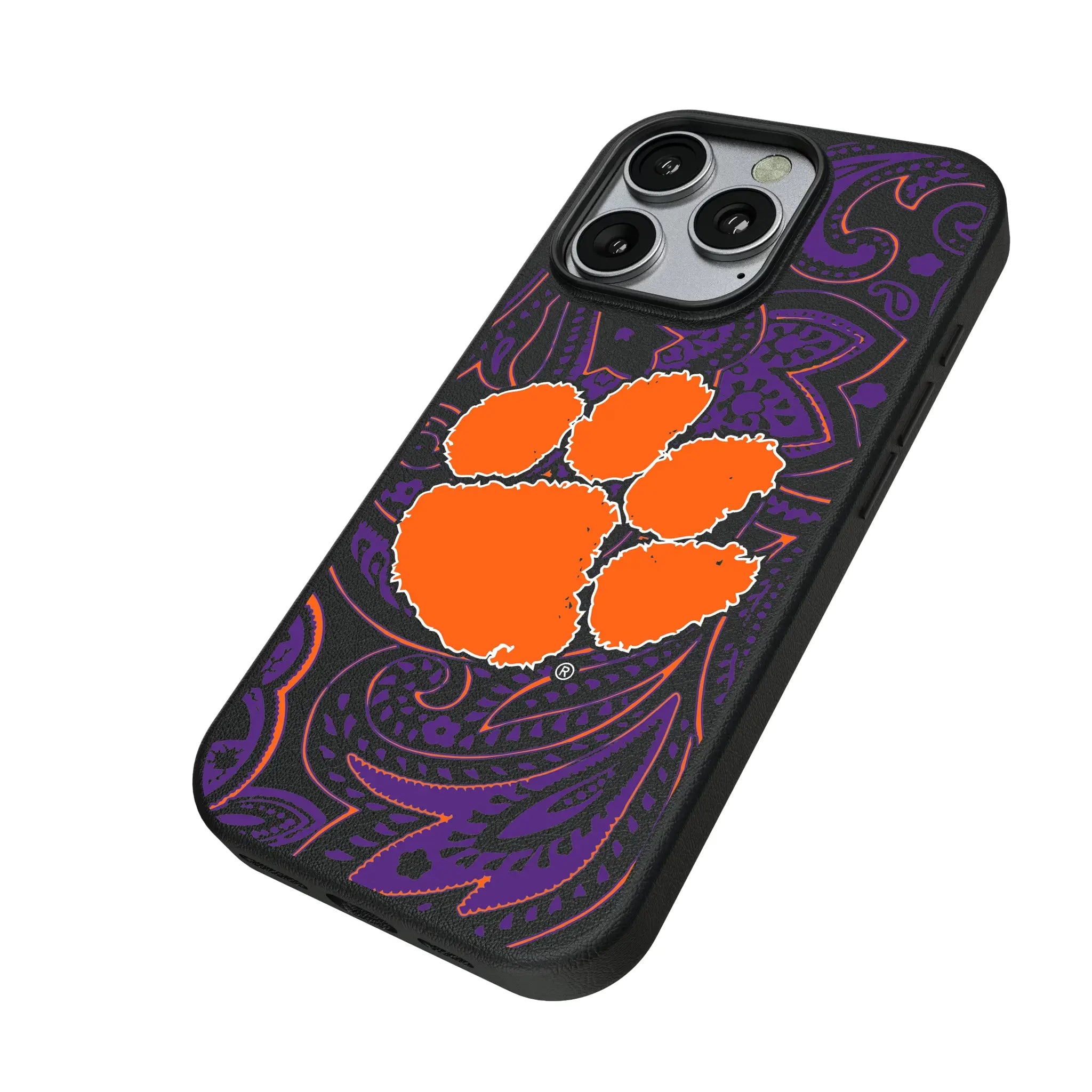 Clemson University Tigers Paisley MagSafe Compatible Phone Case for Apple iPhone