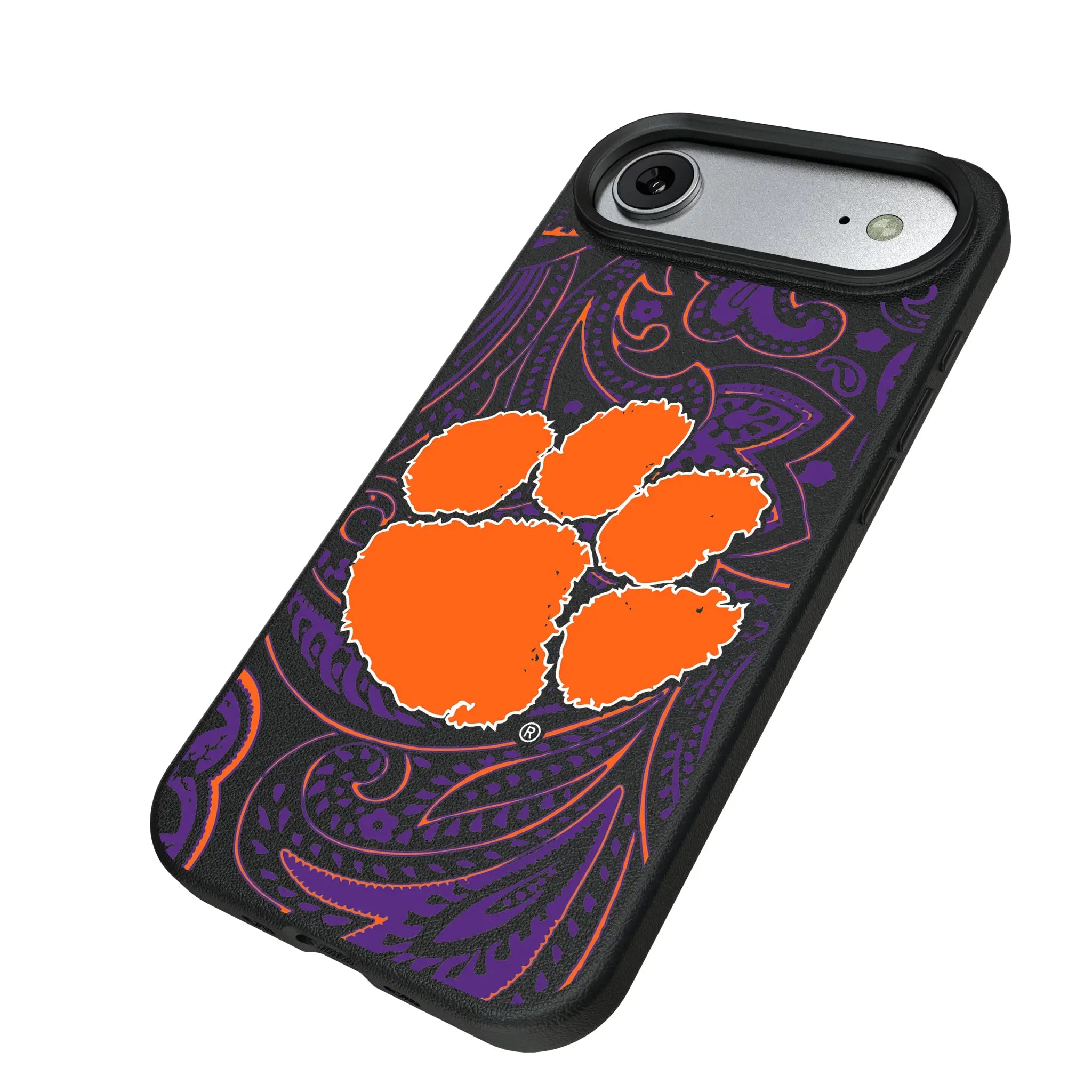 Clemson University Tigers Paisley MagSafe Compatible Phone Case for Apple iPhone