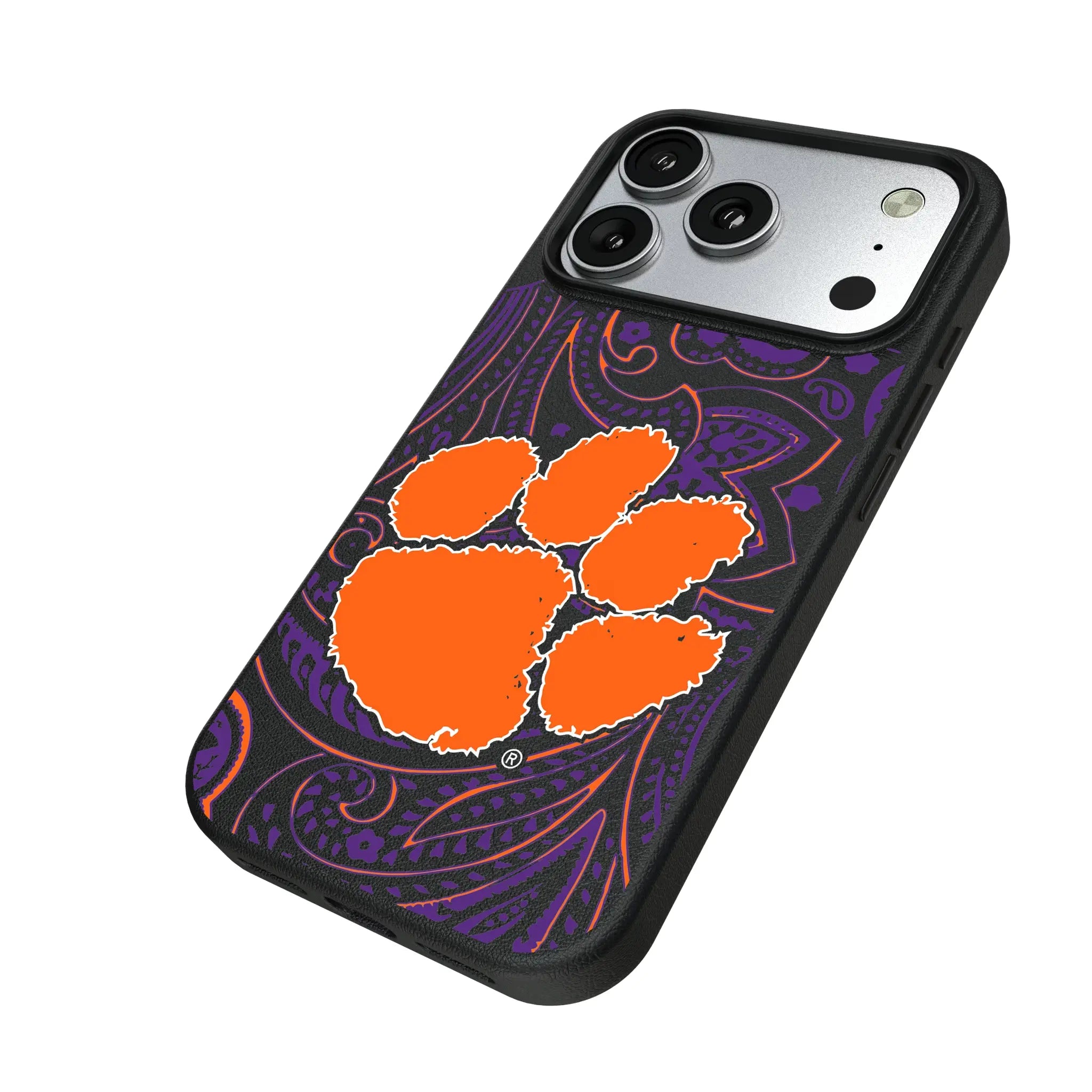 Clemson University Tigers Paisley MagSafe Compatible Phone Case for Apple iPhone
