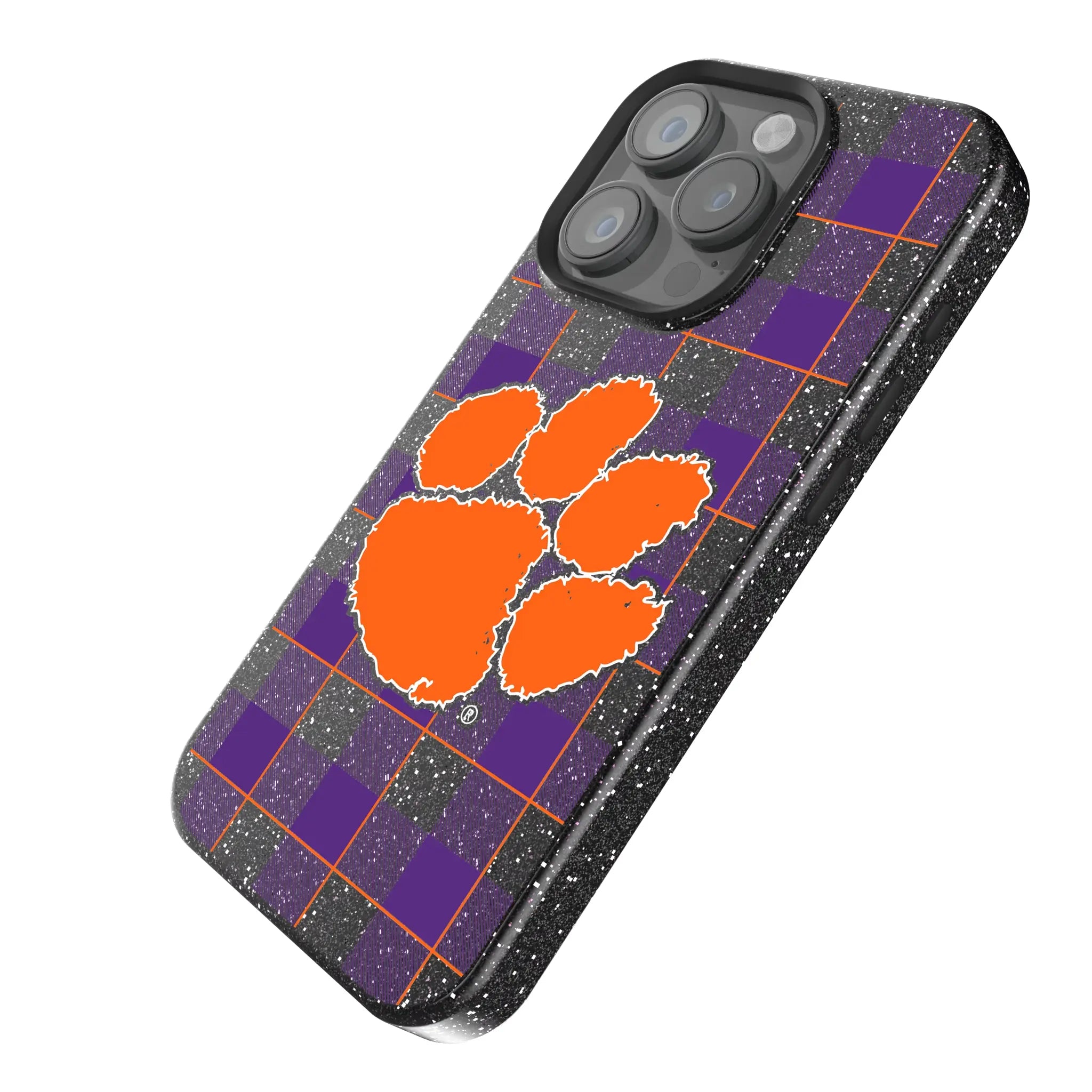 Clemson University Tigers Plaid Bling Phone Case