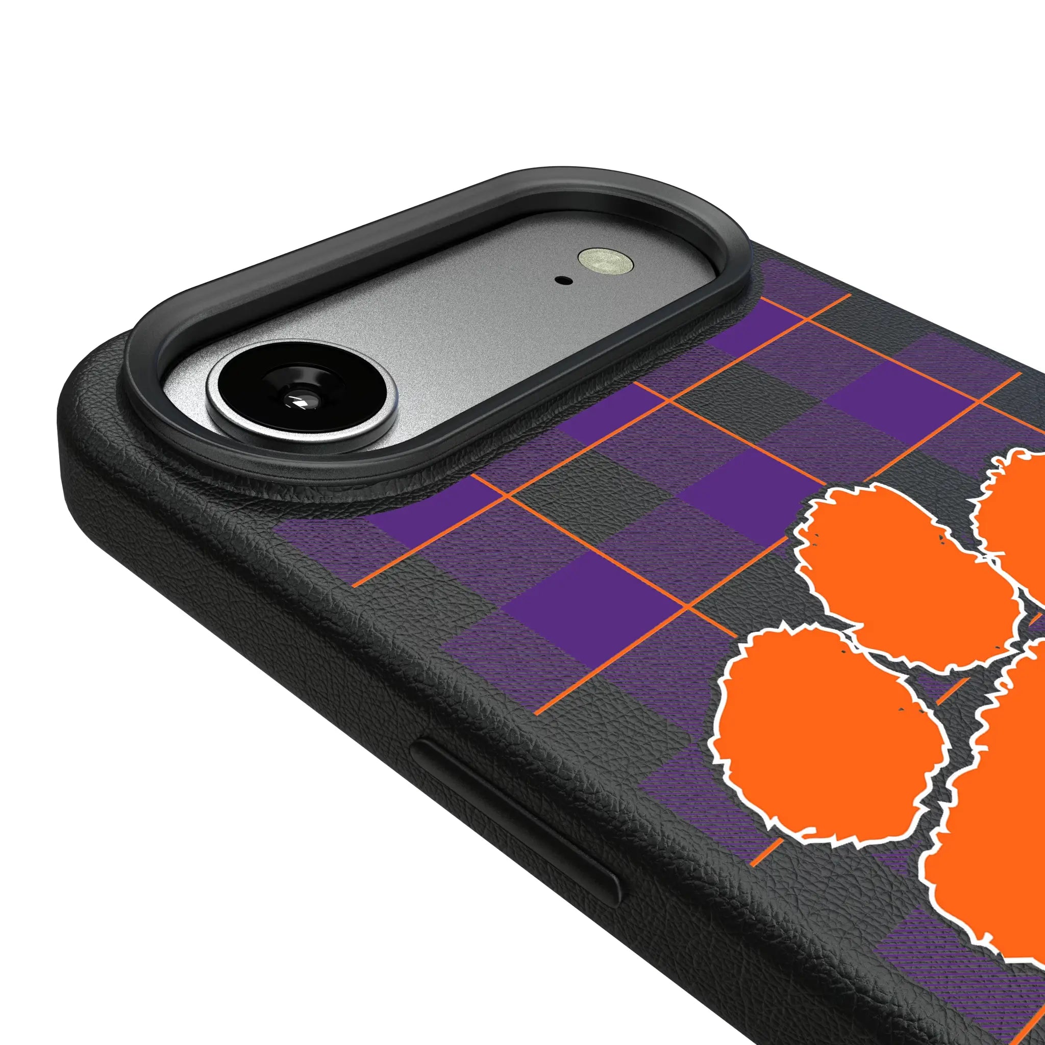 Clemson University Tigers Plaid MagSafe Compatible Phone Case for Apple iPhone