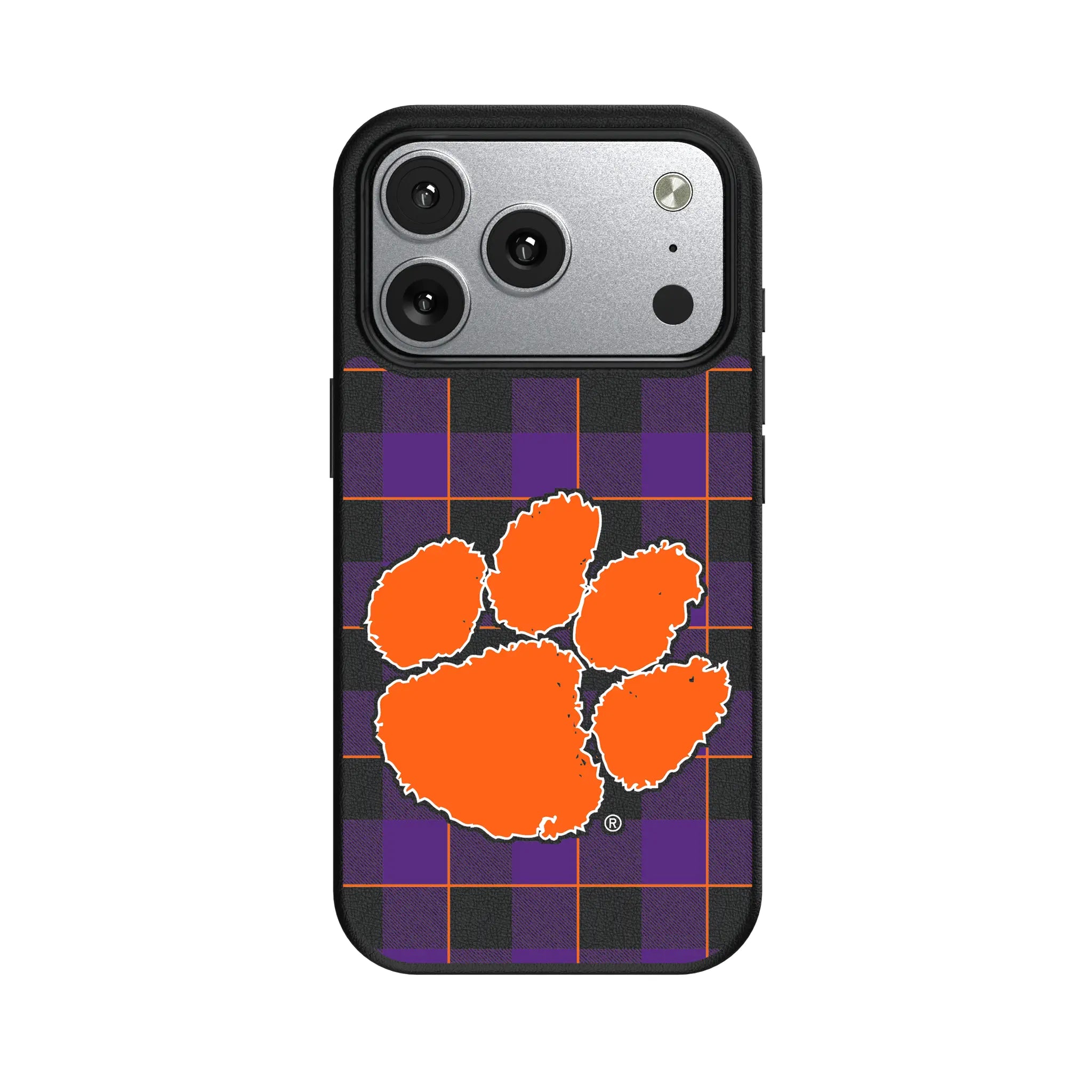 Clemson University Tigers Plaid MagSafe Compatible Phone Case for Apple iPhone