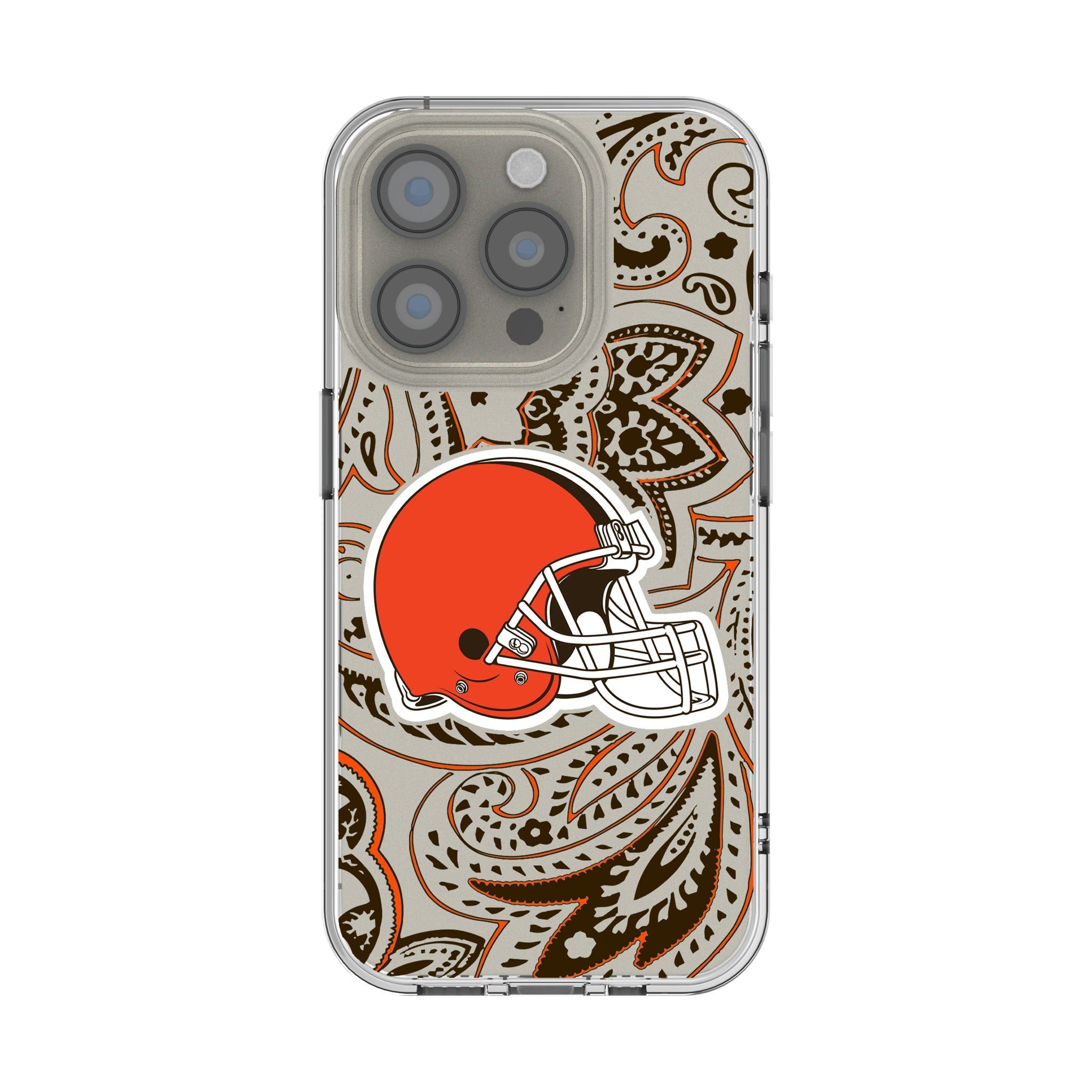 Cleveland Browns Paisley Clear Phone Case for Apple iPhone - Sports Gifts, Sports Memorabilia, Sports Collectibles, Fan Shop