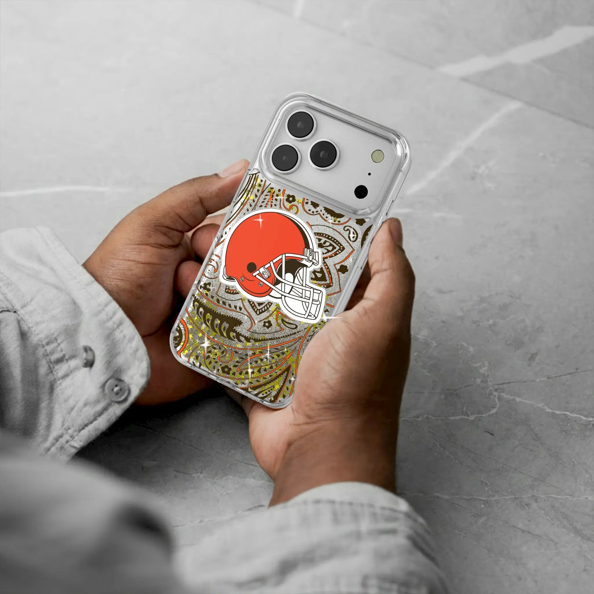 Cleveland Browns Paisley Glitter Phone Case