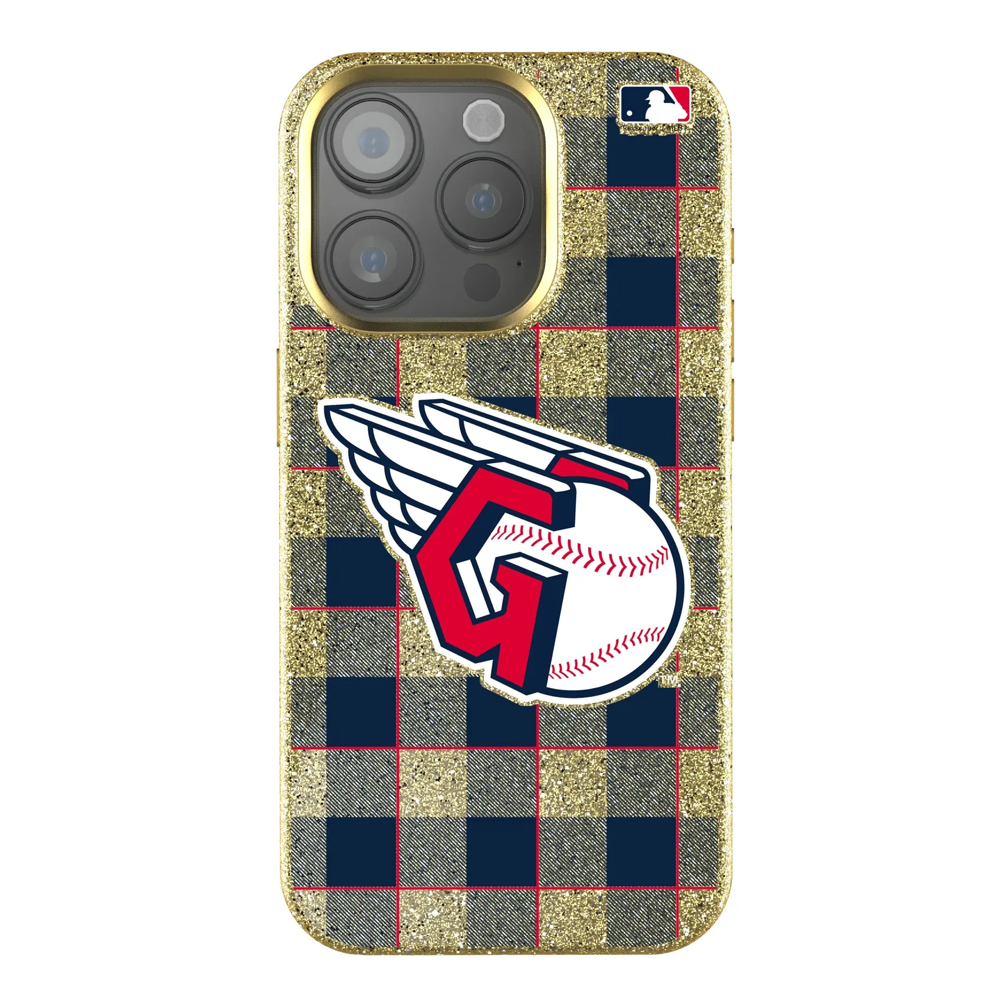 Cleveland Guardians Plaid Bling Phone Case