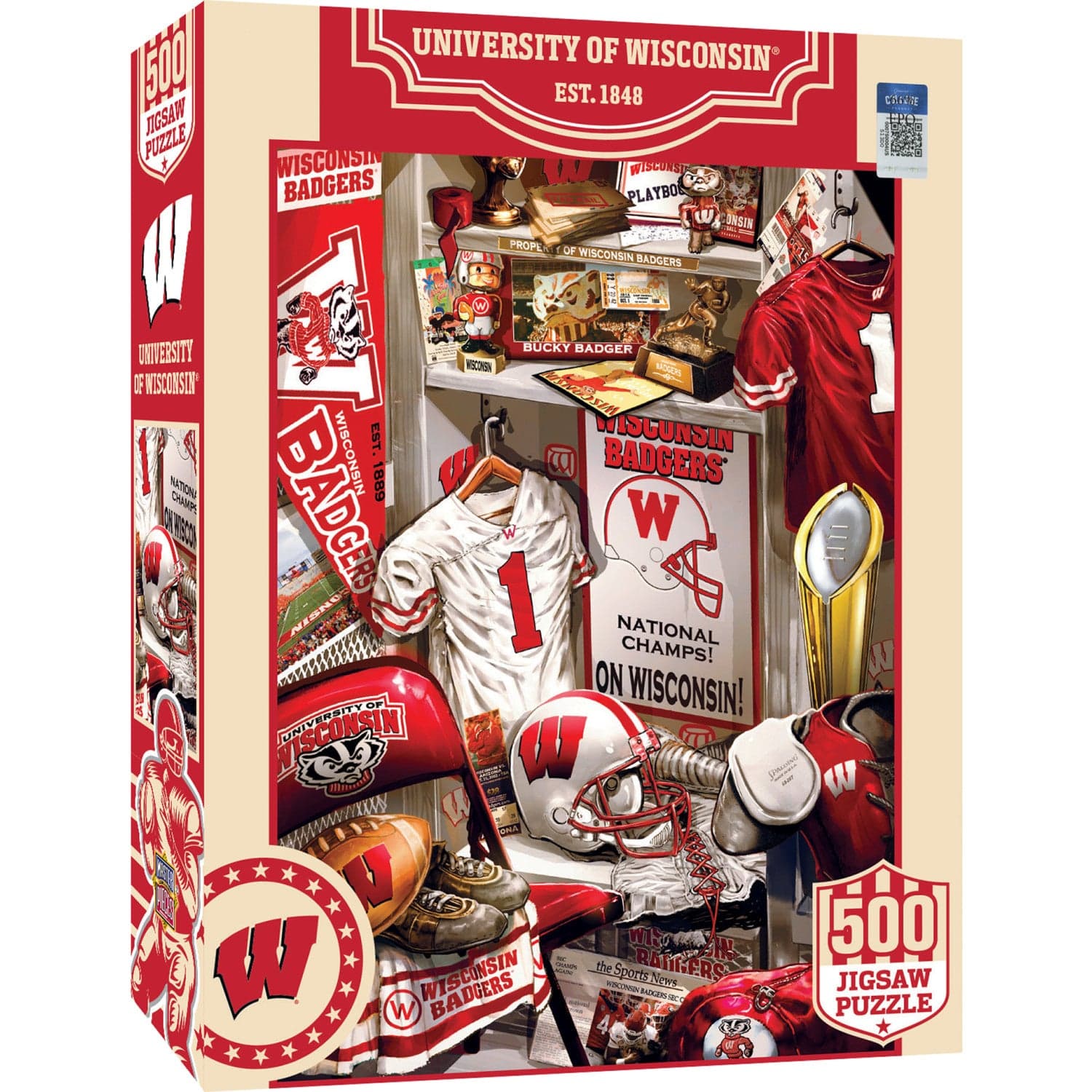 Wisconsin Badgers Locker Room 500 Piece Jigsaw Puzzle - Sports Gifts, Sports Memorabilia, Sports Collectibles, Fan Shop