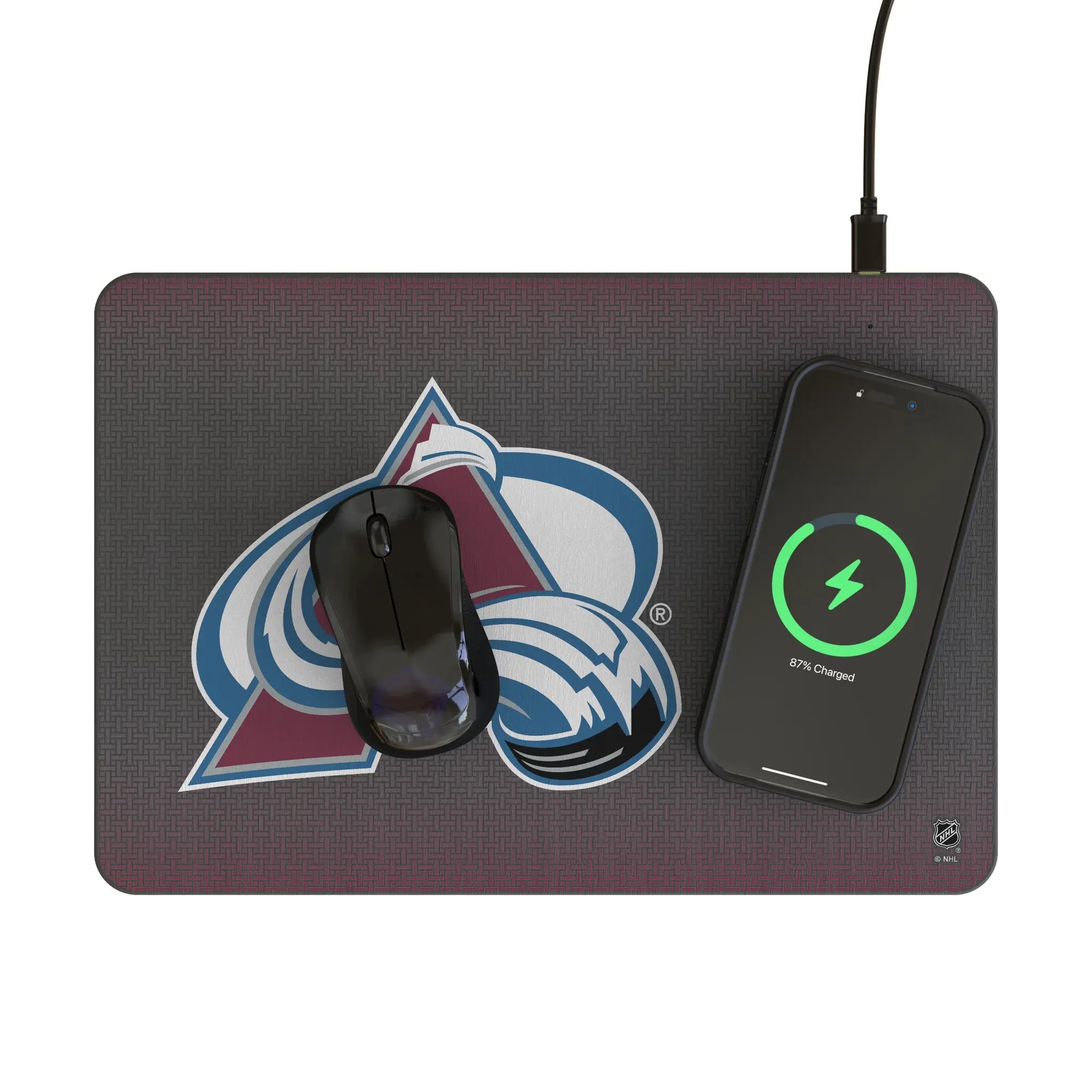 Colorado Avalanche Linen 15-Watt Wireless Charger and Mouse Pad