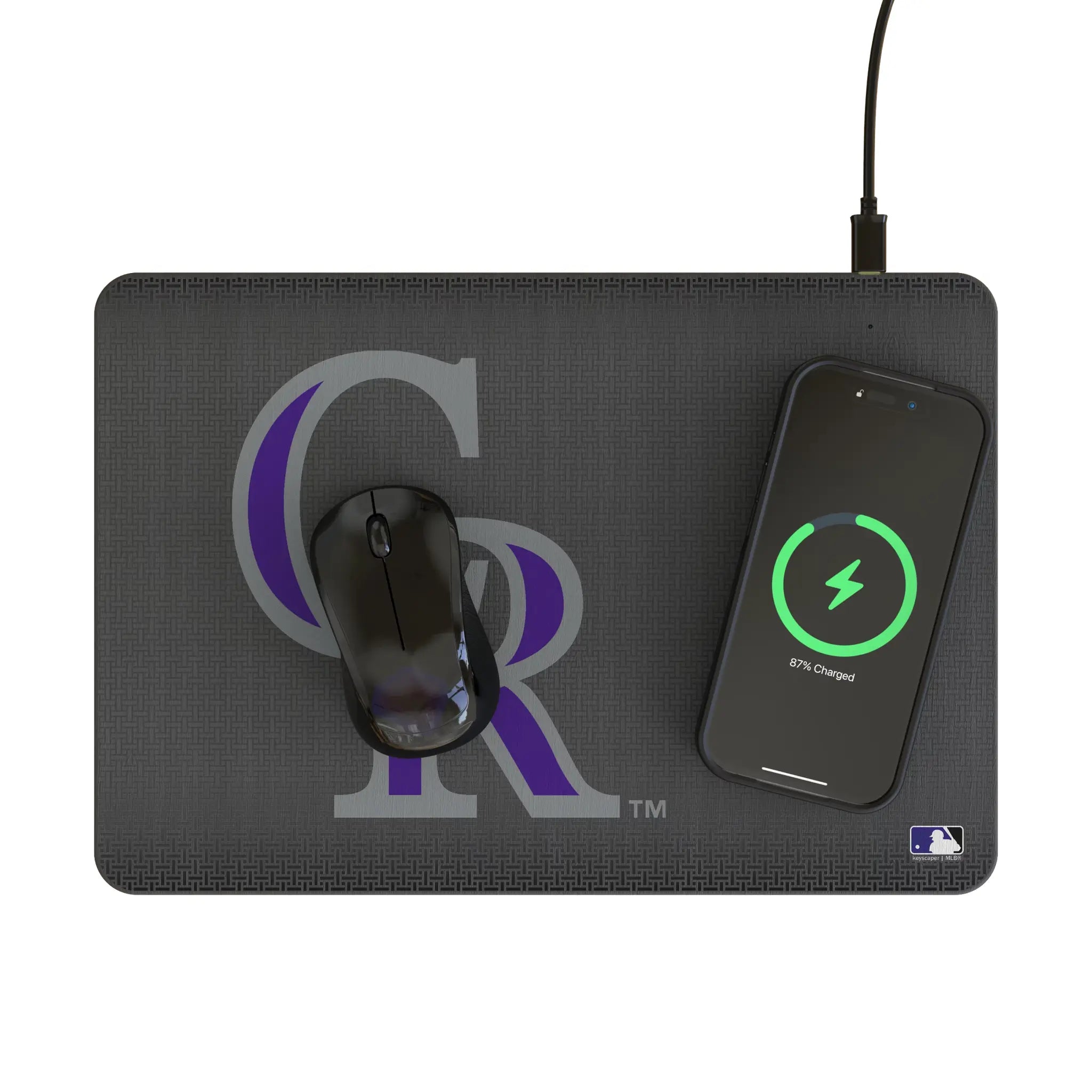 Colorado Rockies Linen 15-Watt Wireless Charger and Mouse Pad