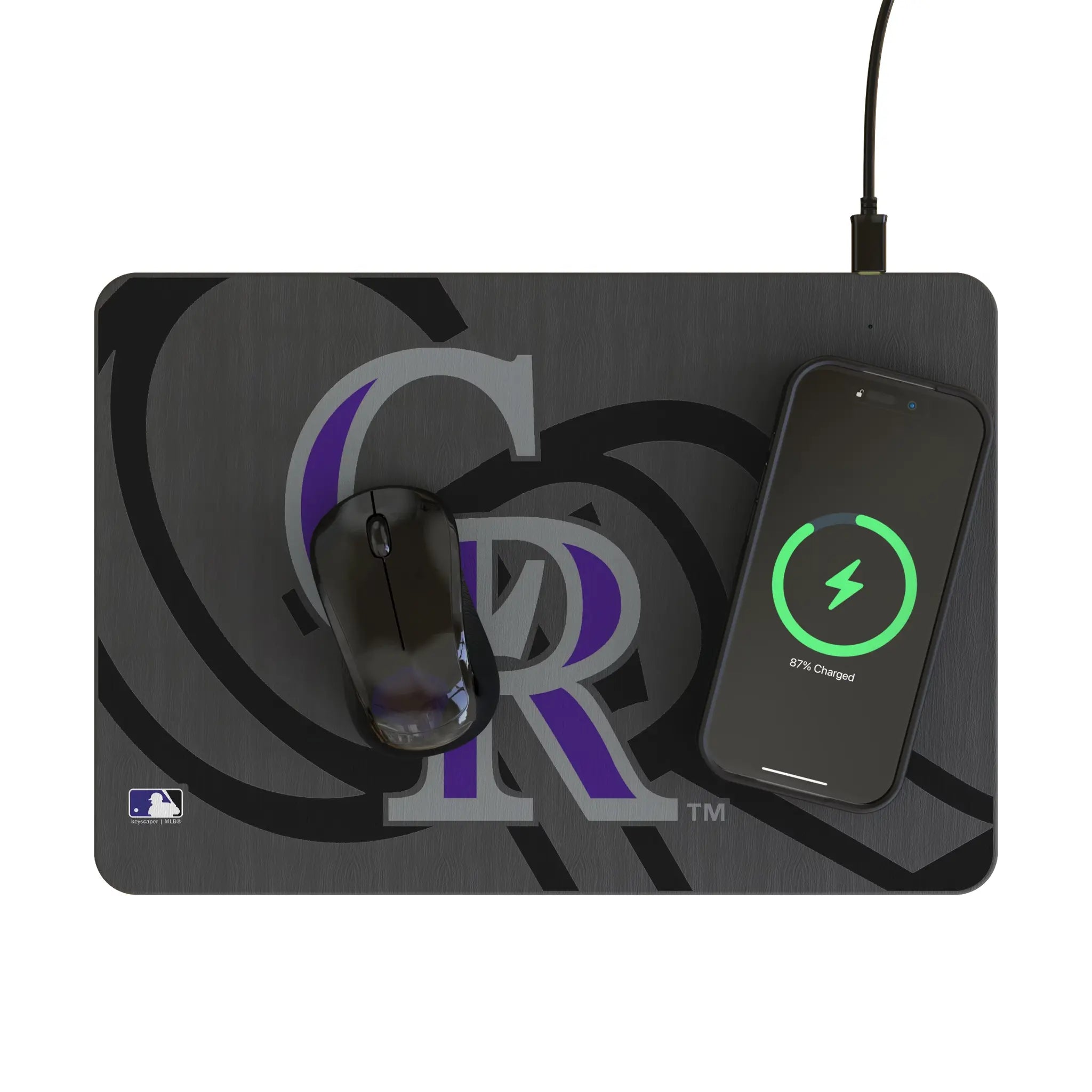 Colorado Rockies Monocolor Tilt 15-Watt Wireless Charger and Mouse Pad