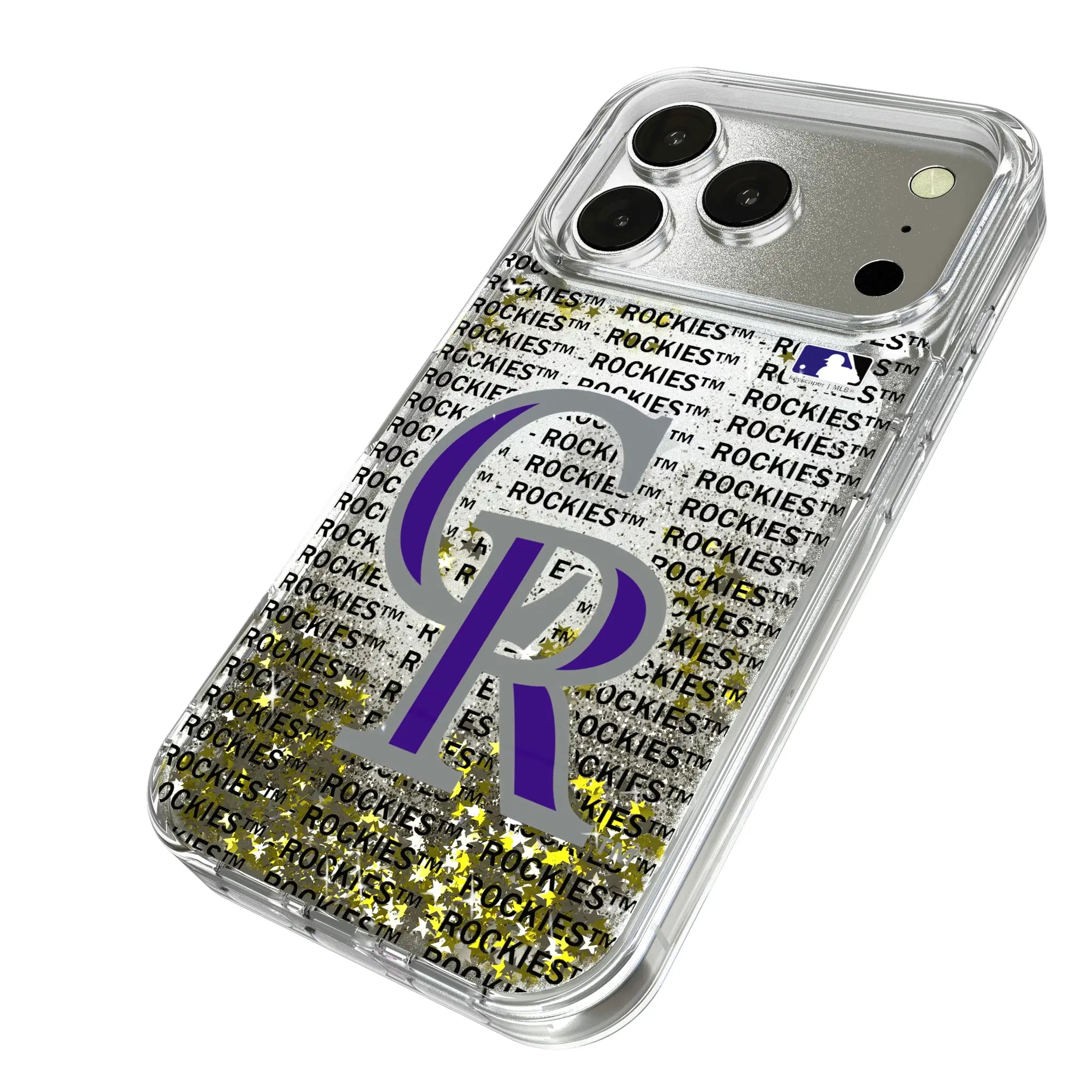 Colorado Rockies Text Backdrop Glitter Phone Case