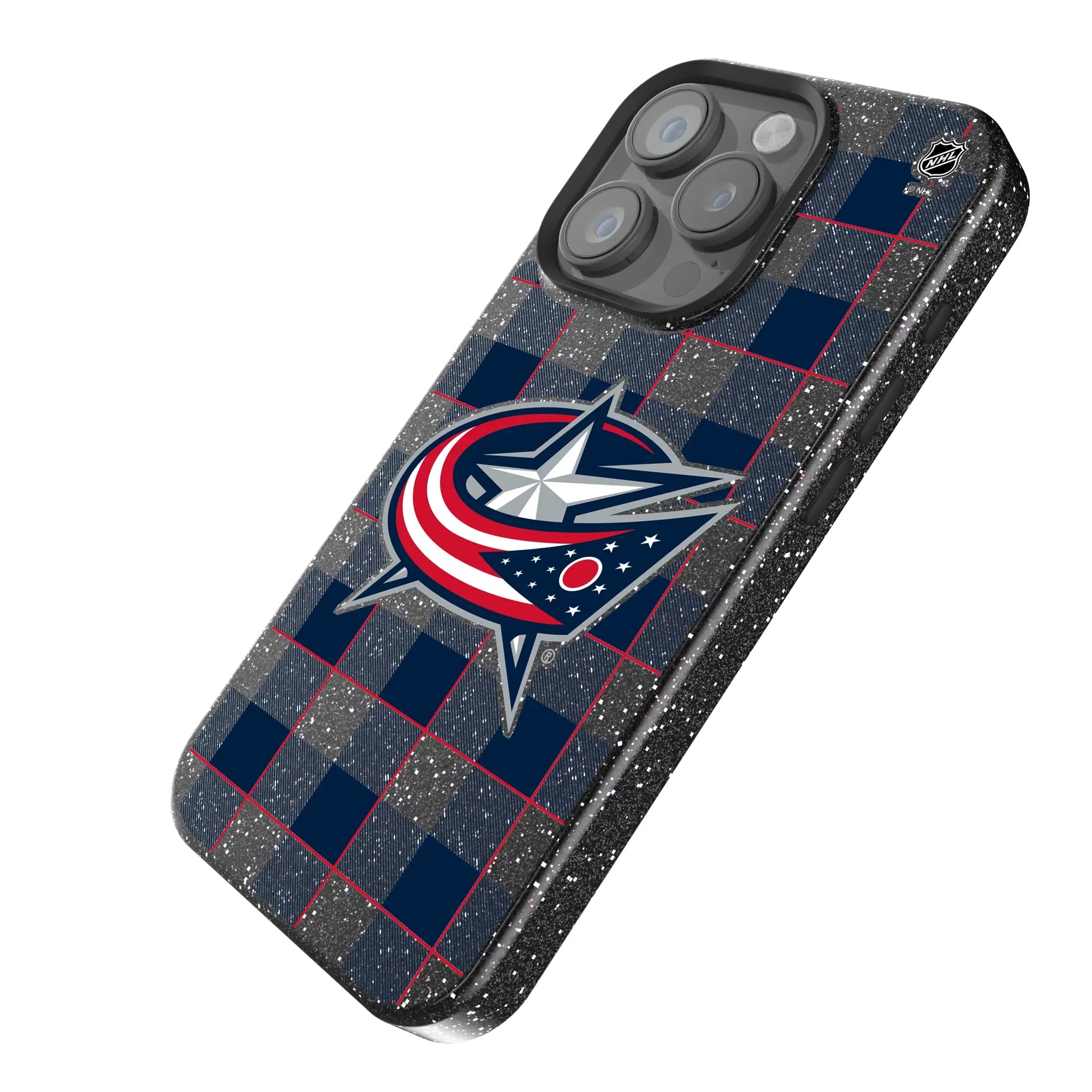 Columbus Blue Jackets Plaid Bling Phone Case