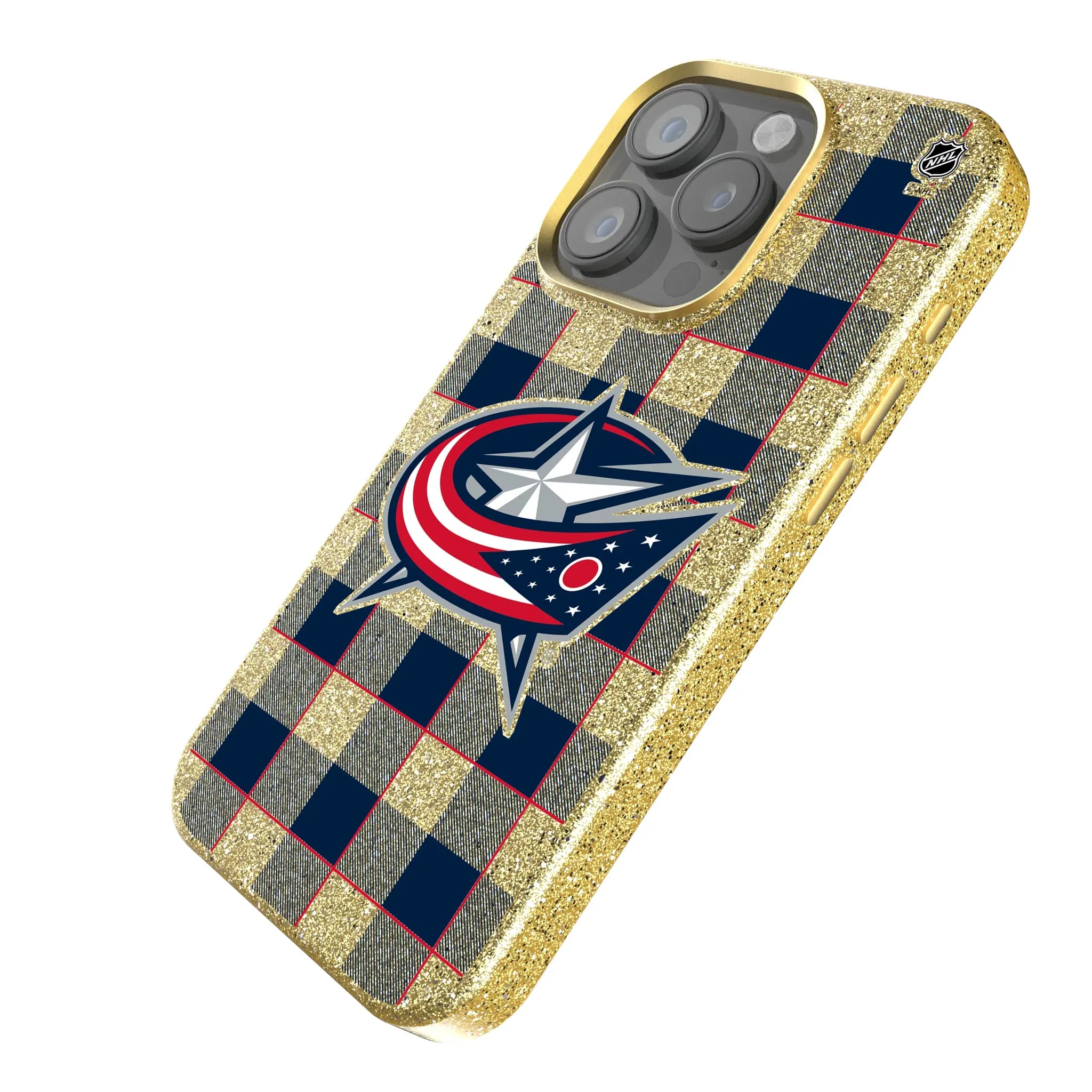 Columbus Blue Jackets Plaid Bling Phone Case