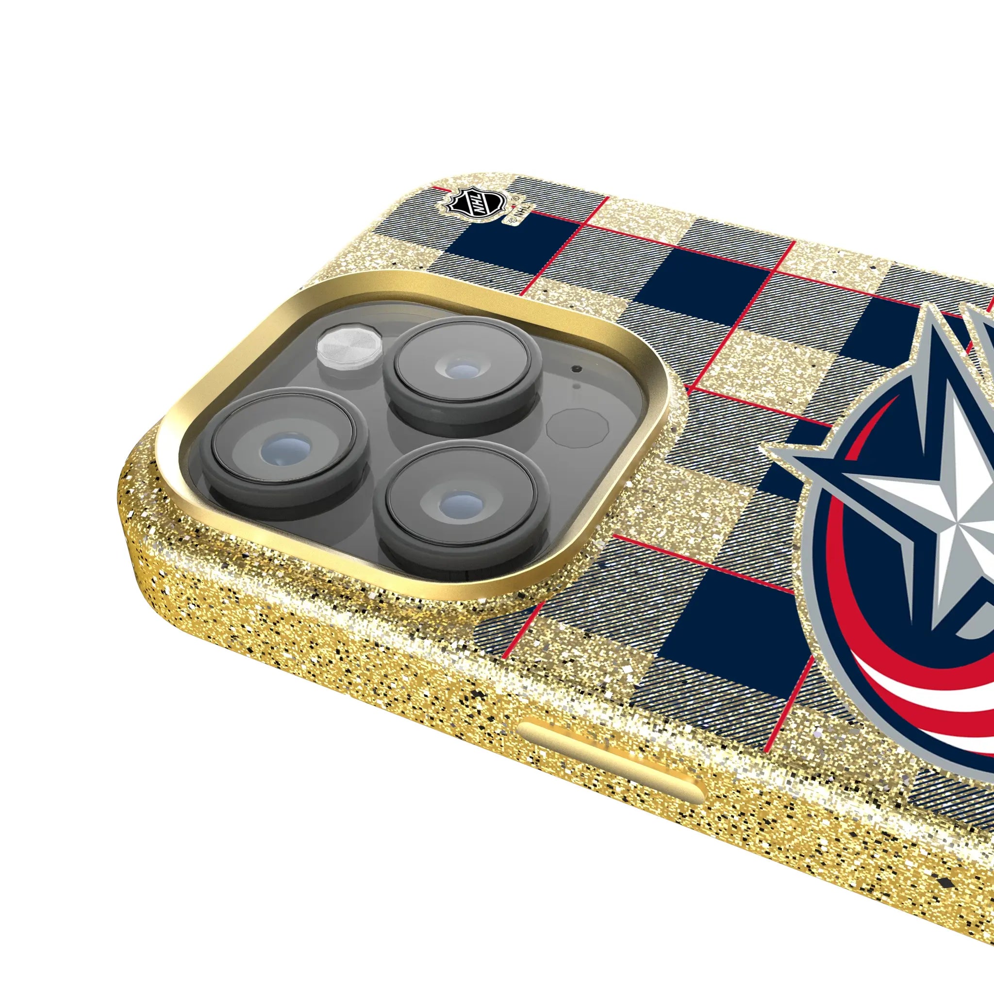 Columbus Blue Jackets Plaid Bling Phone Case