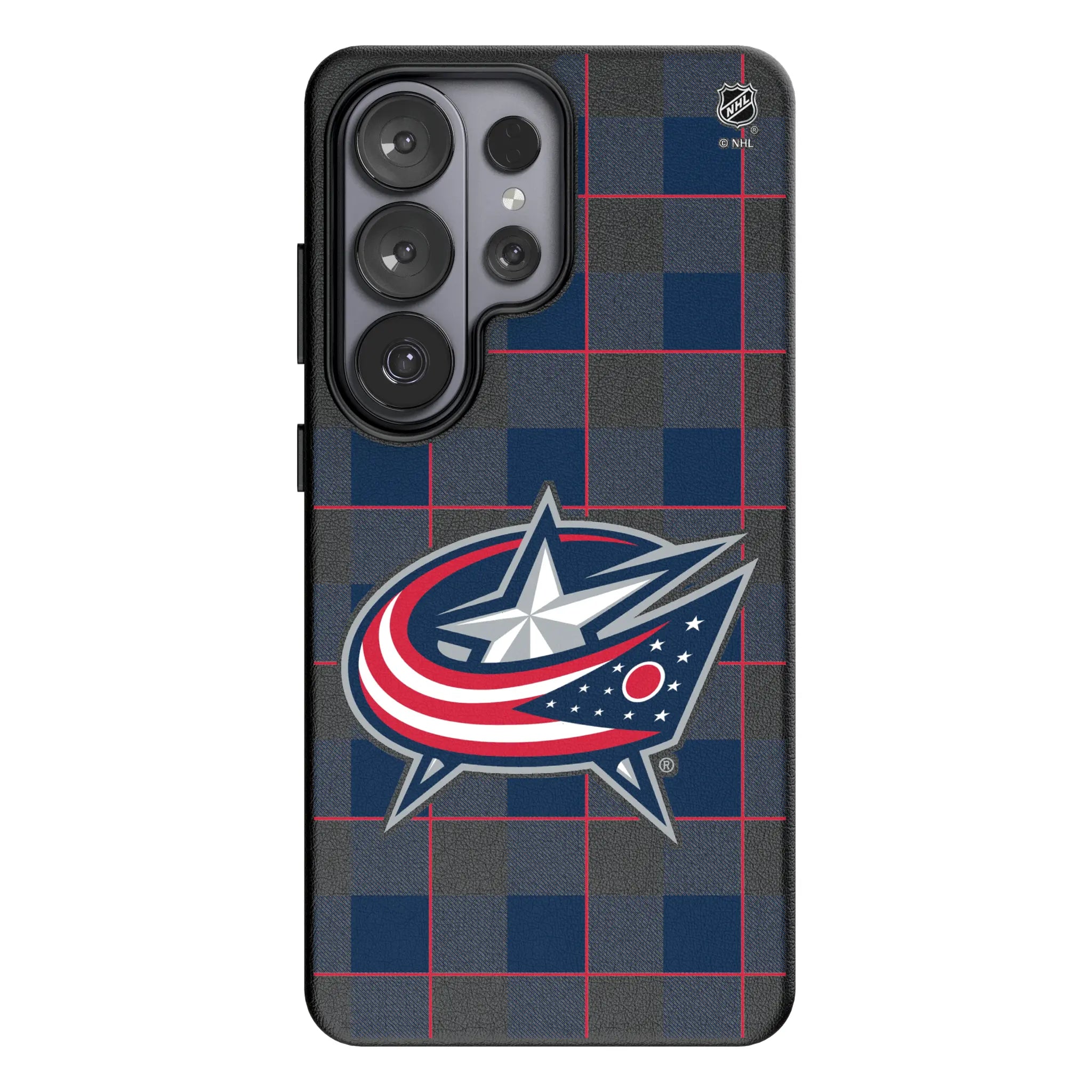 Columbus Blue Jackets Plaid MagSafe Compatible Phone Case for Samsung Galaxy