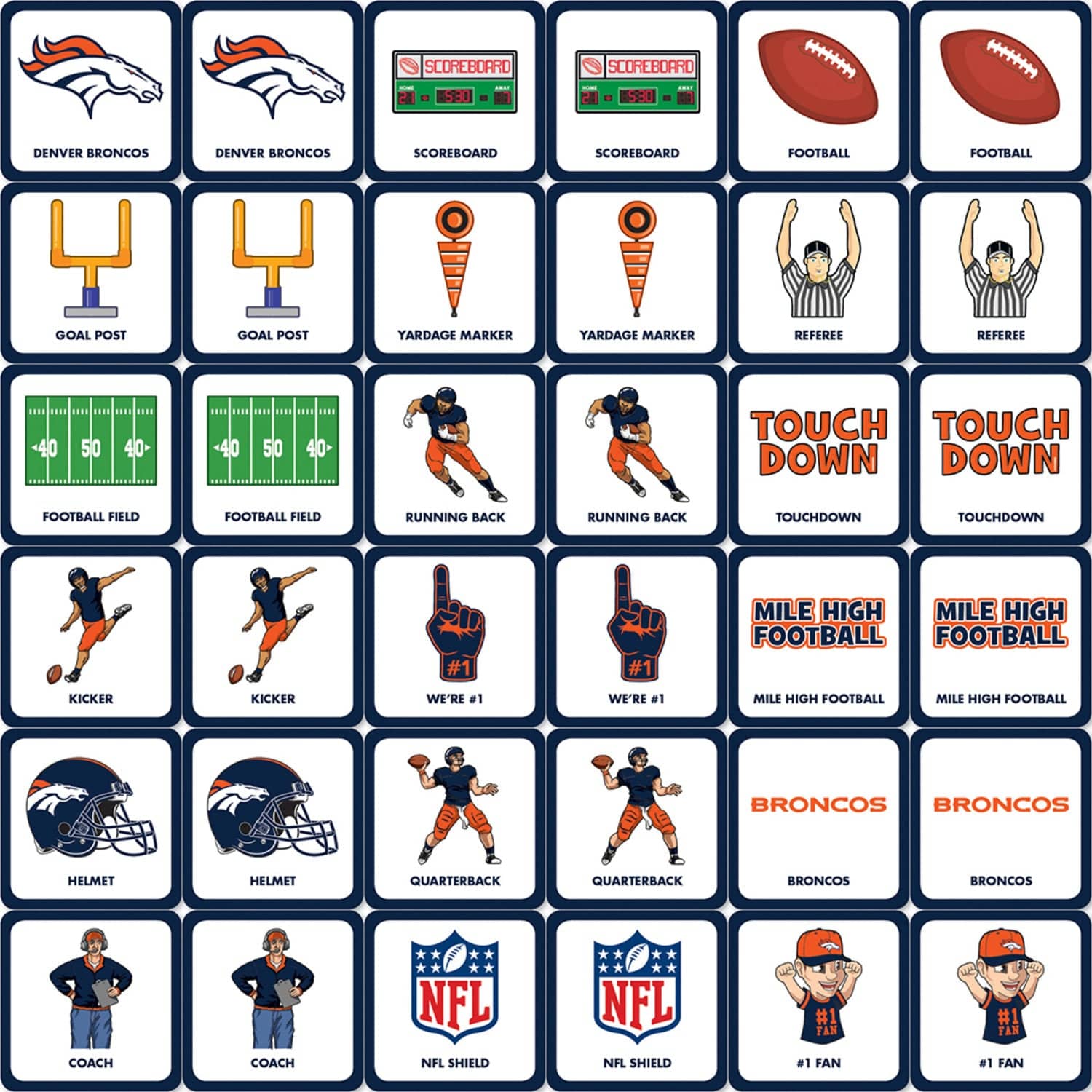 Denver Broncos Memory Matching Game